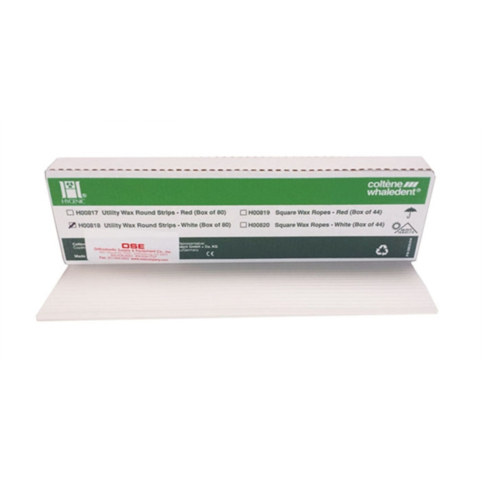 Coltene Whaledent H00818 Hygenic Utility Wax Strips Round White 80/Pk