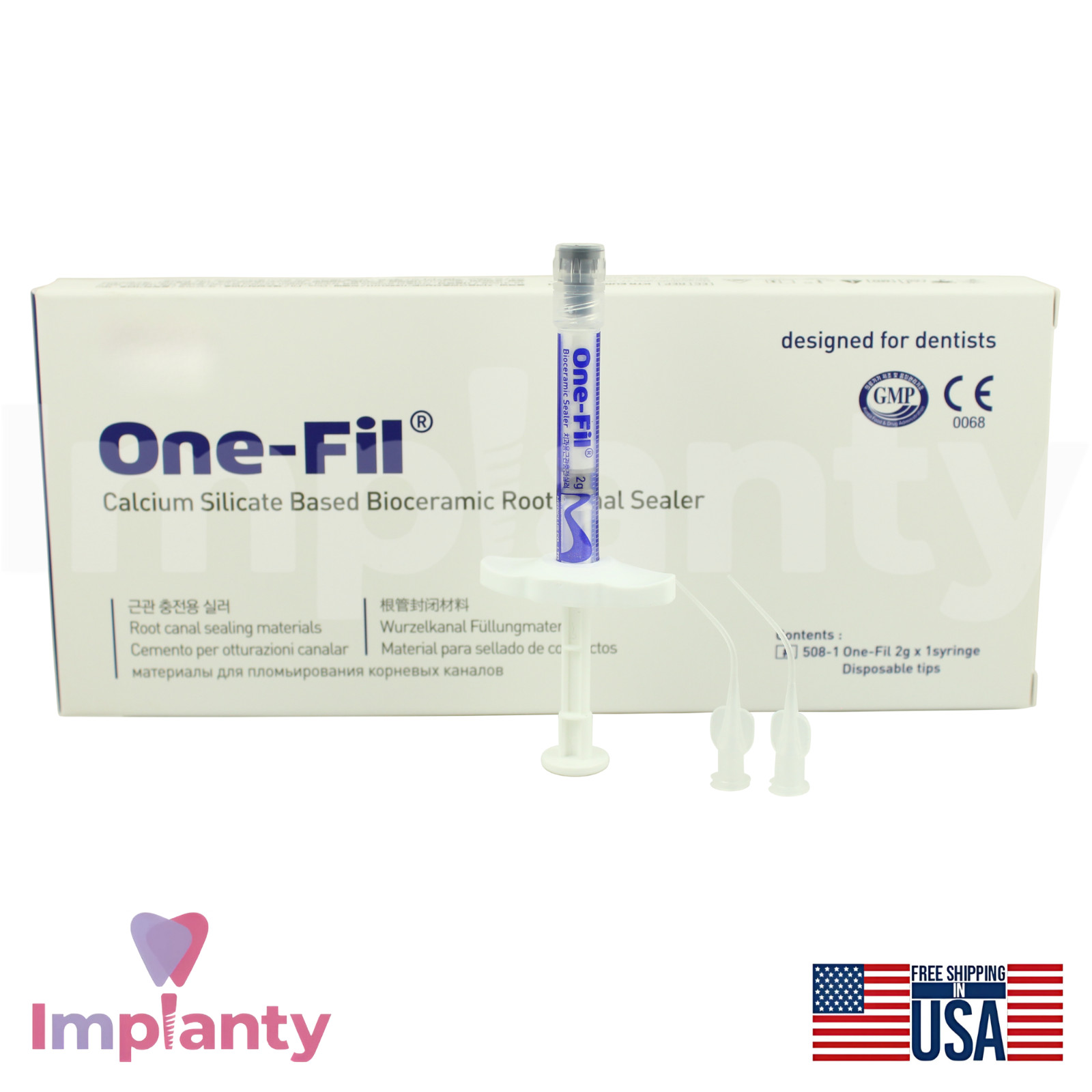 One-Fil CaIcium SiIicate White Dental Long Term Sealer 2g Tube With Mixing Tips