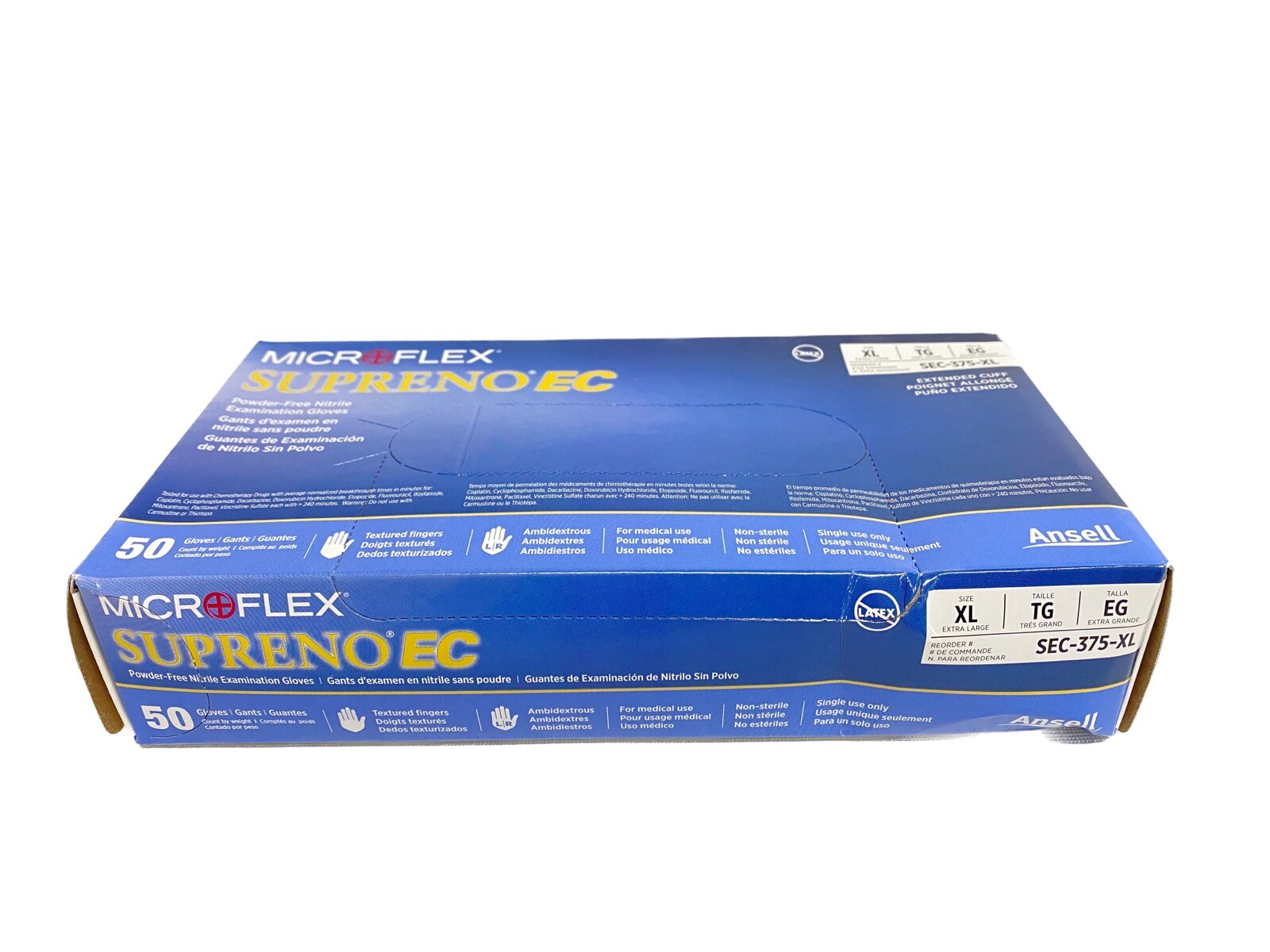 (50/Pk) ANSELL Microflex Supreno EC Nitrile Exam Gloves – X-Large – Violet Blue