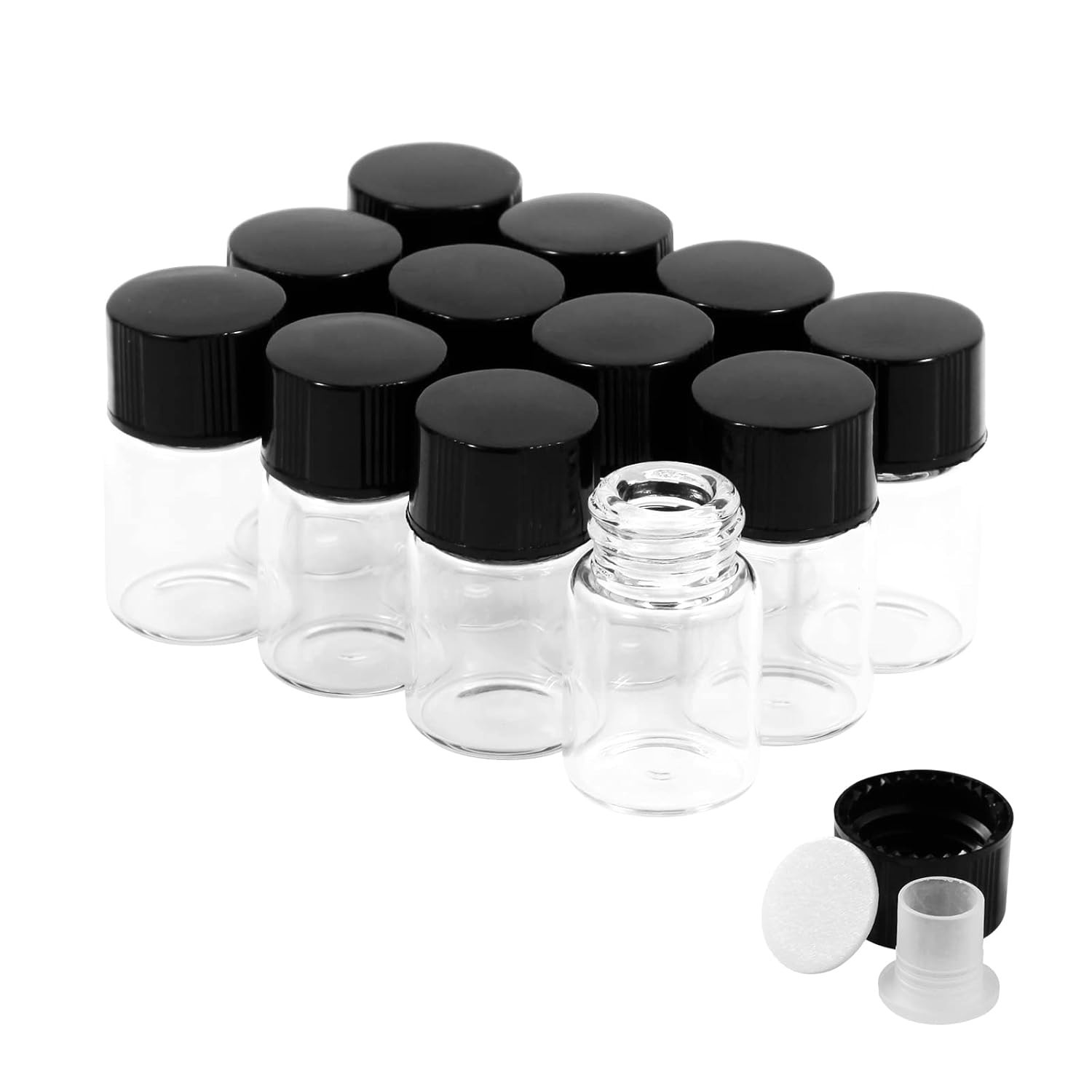 Compact 2ml Clear Glass Vials with Screw Caps – 12 Leak-Proof Containers