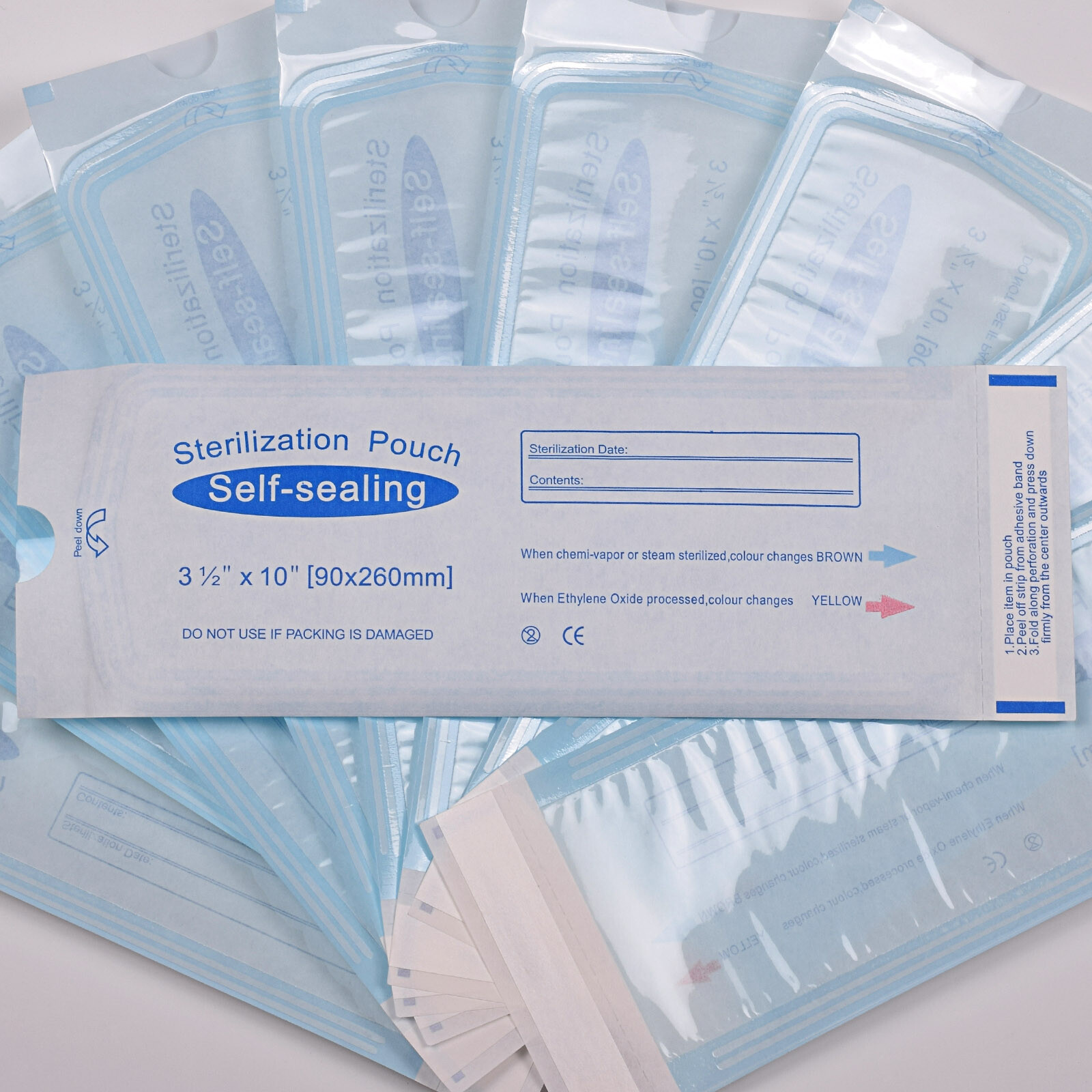 200Pcs 3.5 » x 10 » Dental Medical Self Seal Pouch Sterilization Bag Pouches
