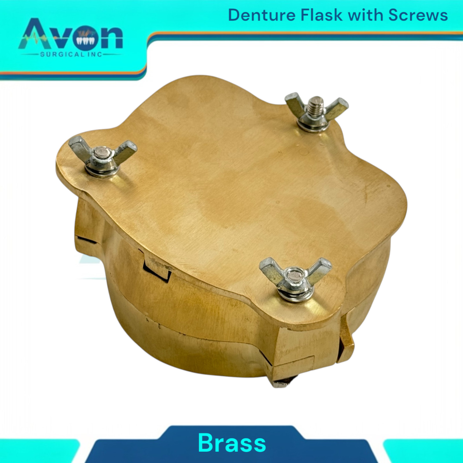 Denture Flask with Screws – Brass – Upper or Lower – Dental Ejector (1 Flask)