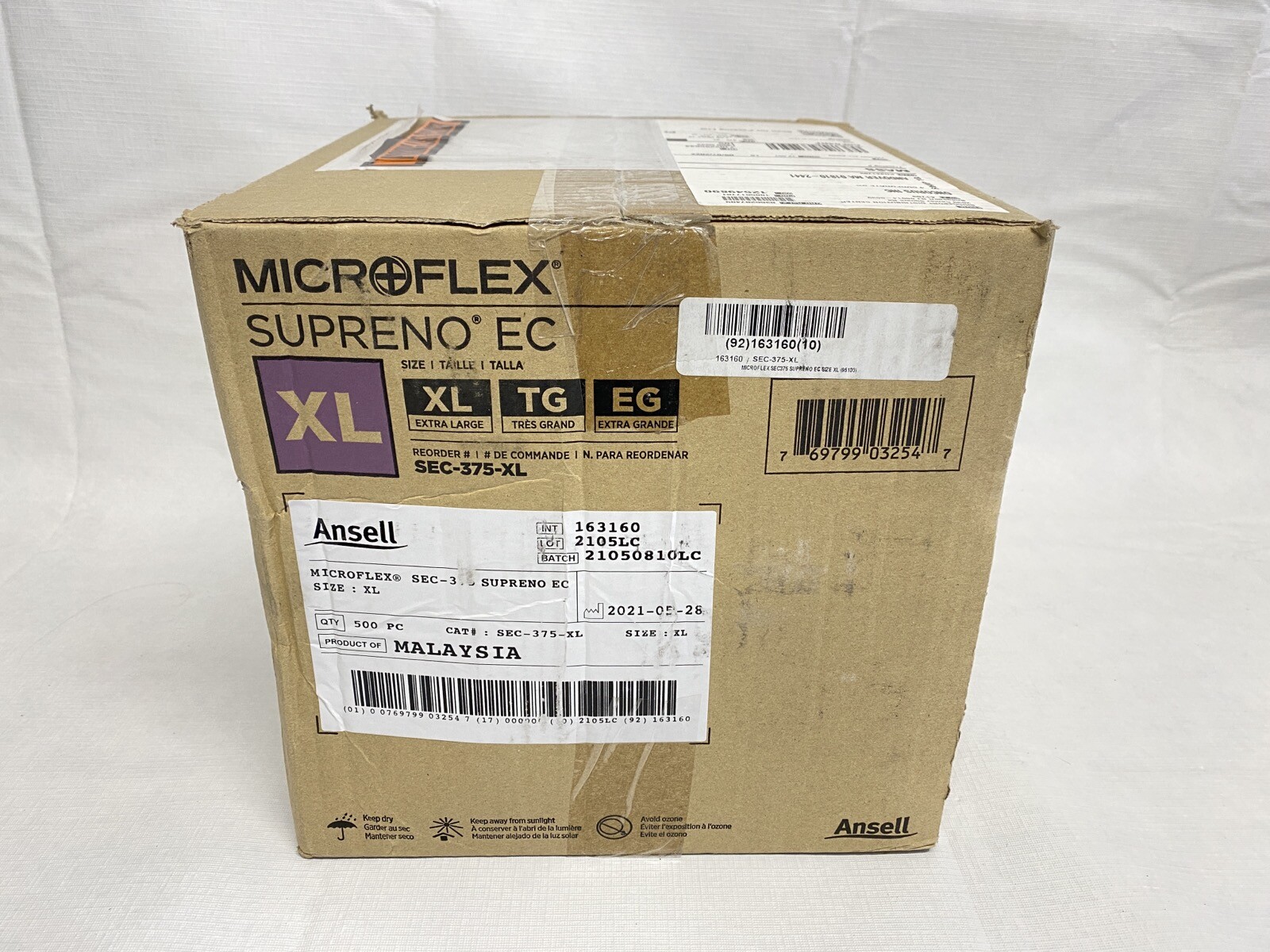 (500/Cs) ANSELL Microflex Supreno EC Nitrile Exam Gloves – XLarge – Violet Blue