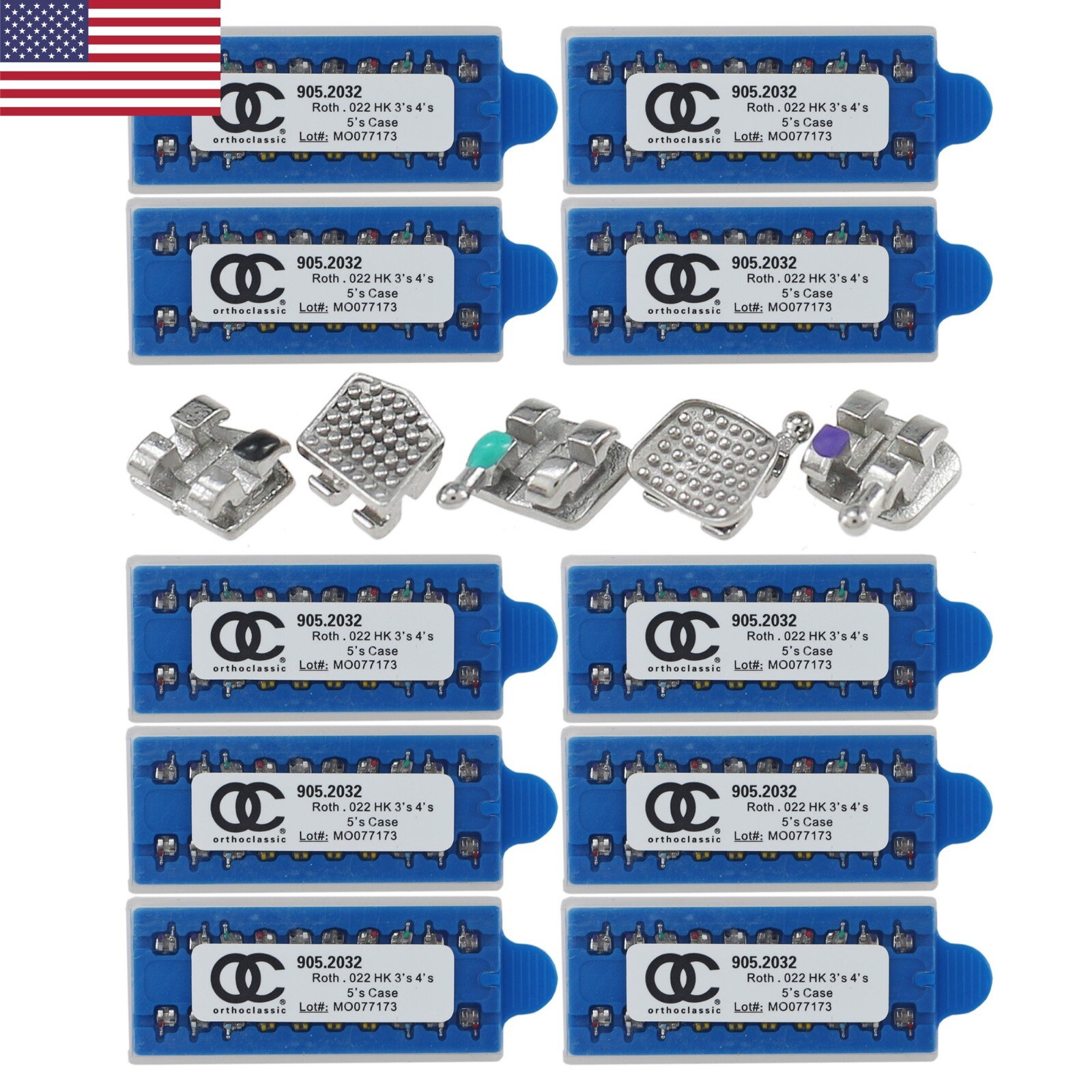 USA 10 Sets Dental Orthodontic Brackets Braces Metal MIM Mini Roth 022 345 Hooks
