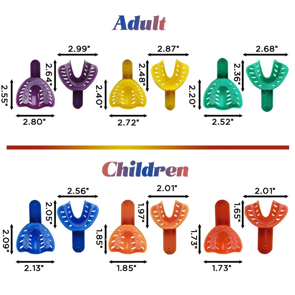 Bandejas dentales impresion 6 tamanos adultos y ninos set 12 piezas color verde
