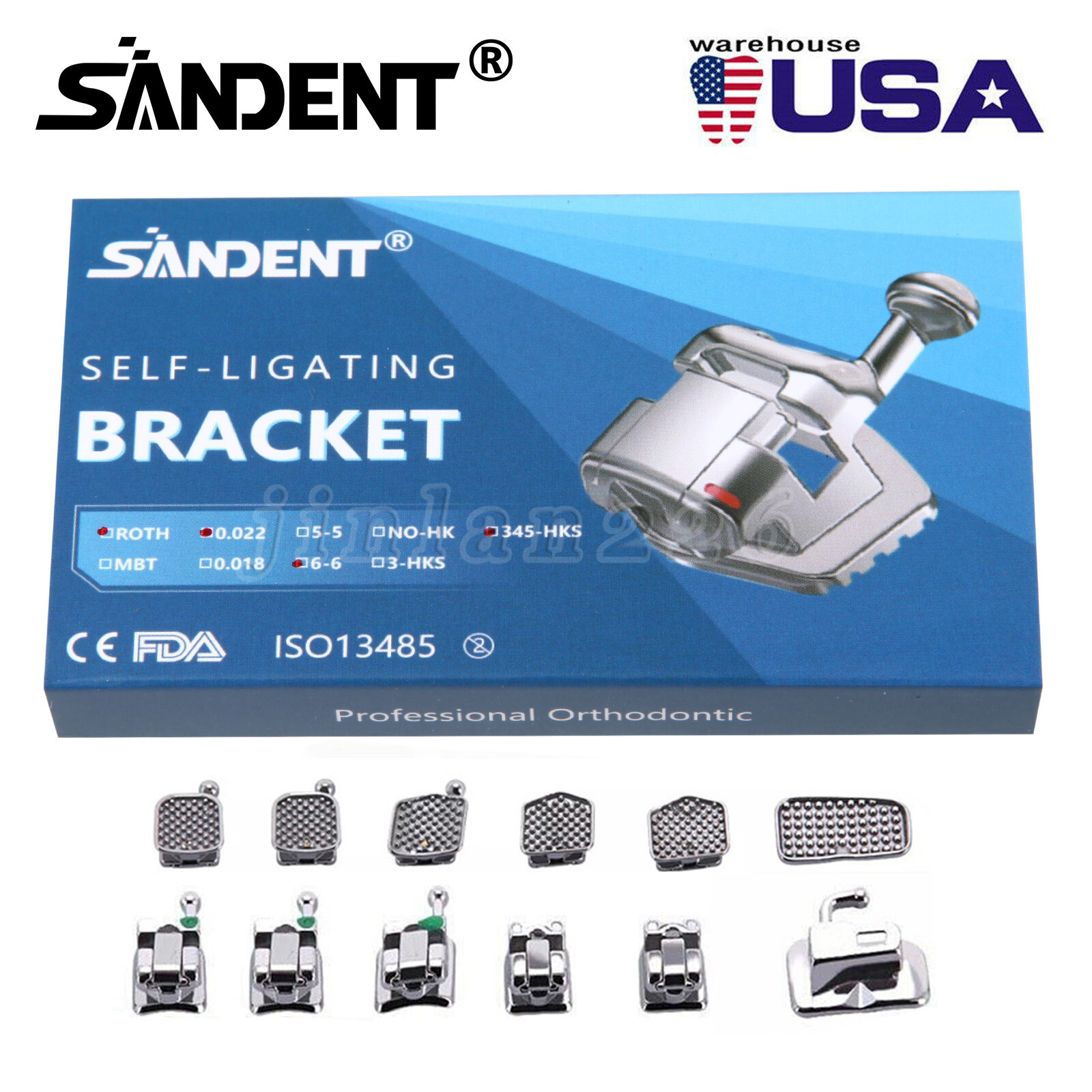 Dental Orthodontic Self Ligating Brackets Braces Roth .022 345 HK+Buccal Tube