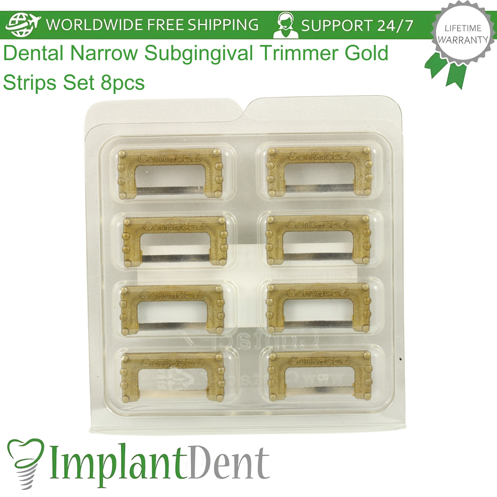 Dental Narrow SubgingivaI Trimmer Gold Strips Set Restoration Medium-Coarse 8pcs