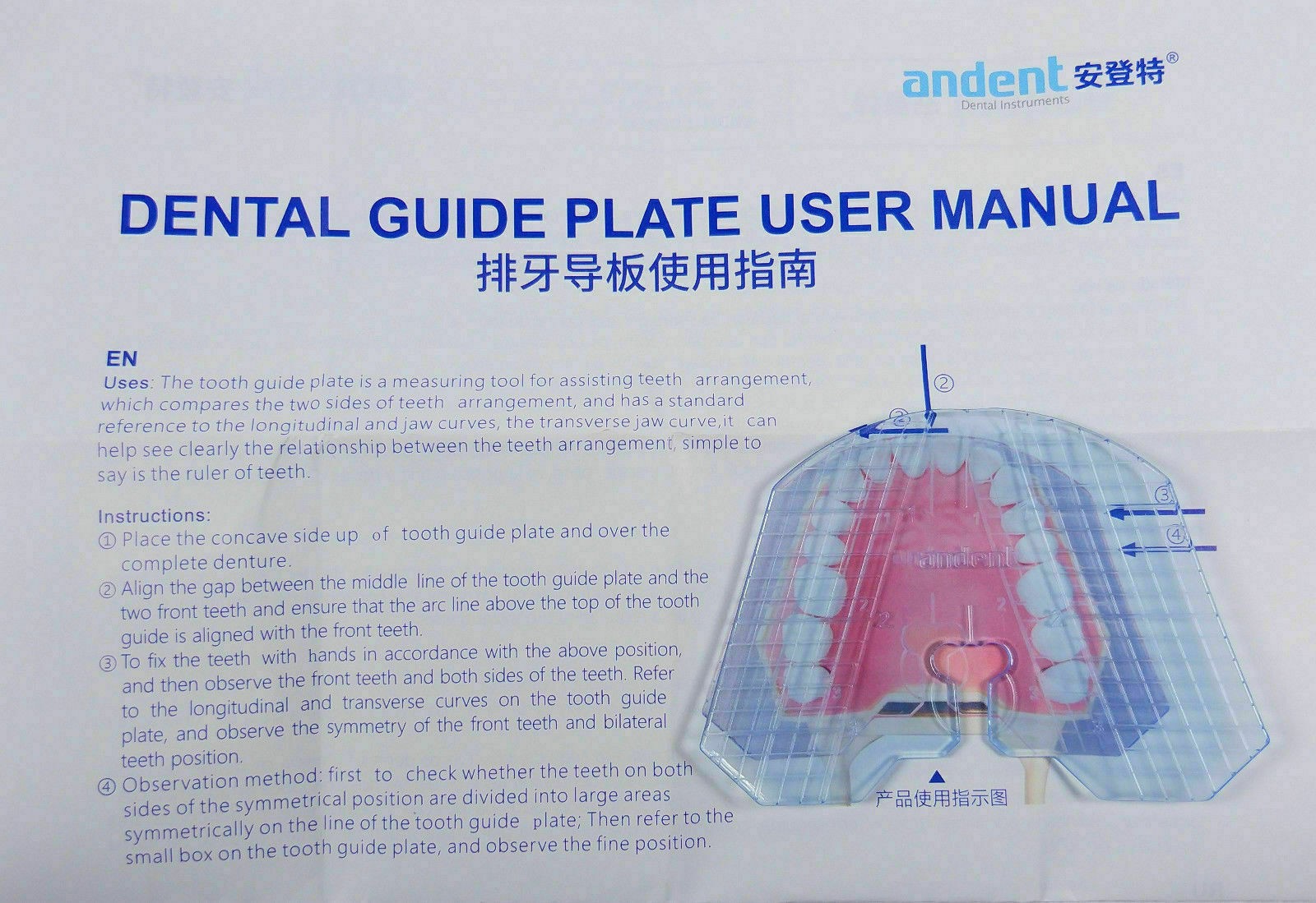 5 Pcs Dental False Teeth Arrangement Guide Template Plate Transparent Blue Color