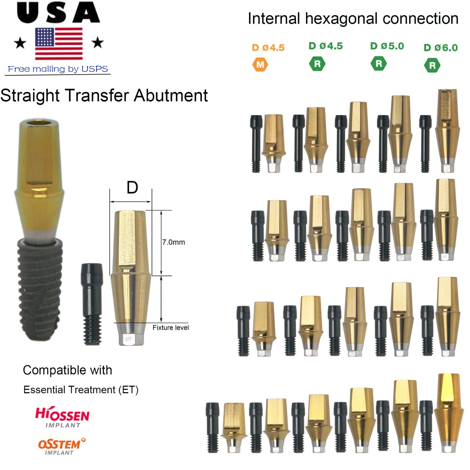 Hiossen Implant System Zest Locator Healing Transfer Abutment Impressions Analog