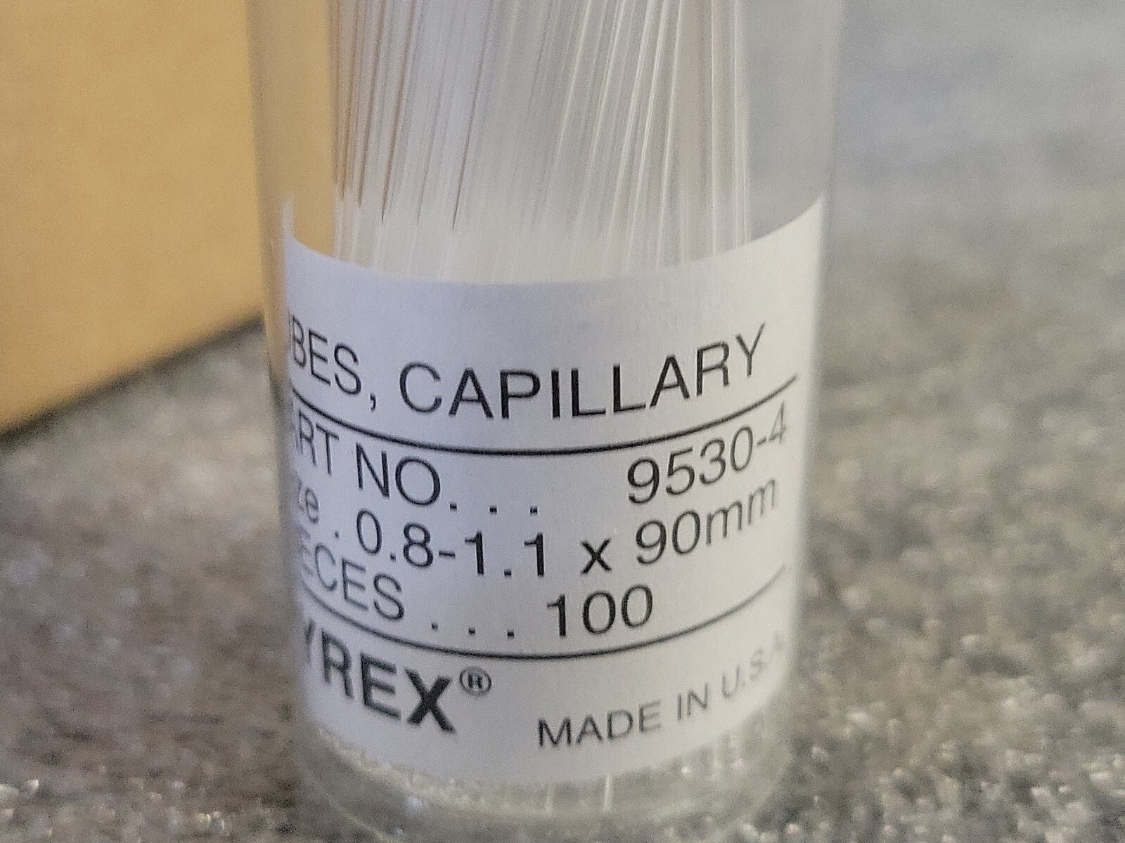 Corning 9530-4 Pyrex Capillary Melting Point Tube, One End Open, 90mm -New 100pk