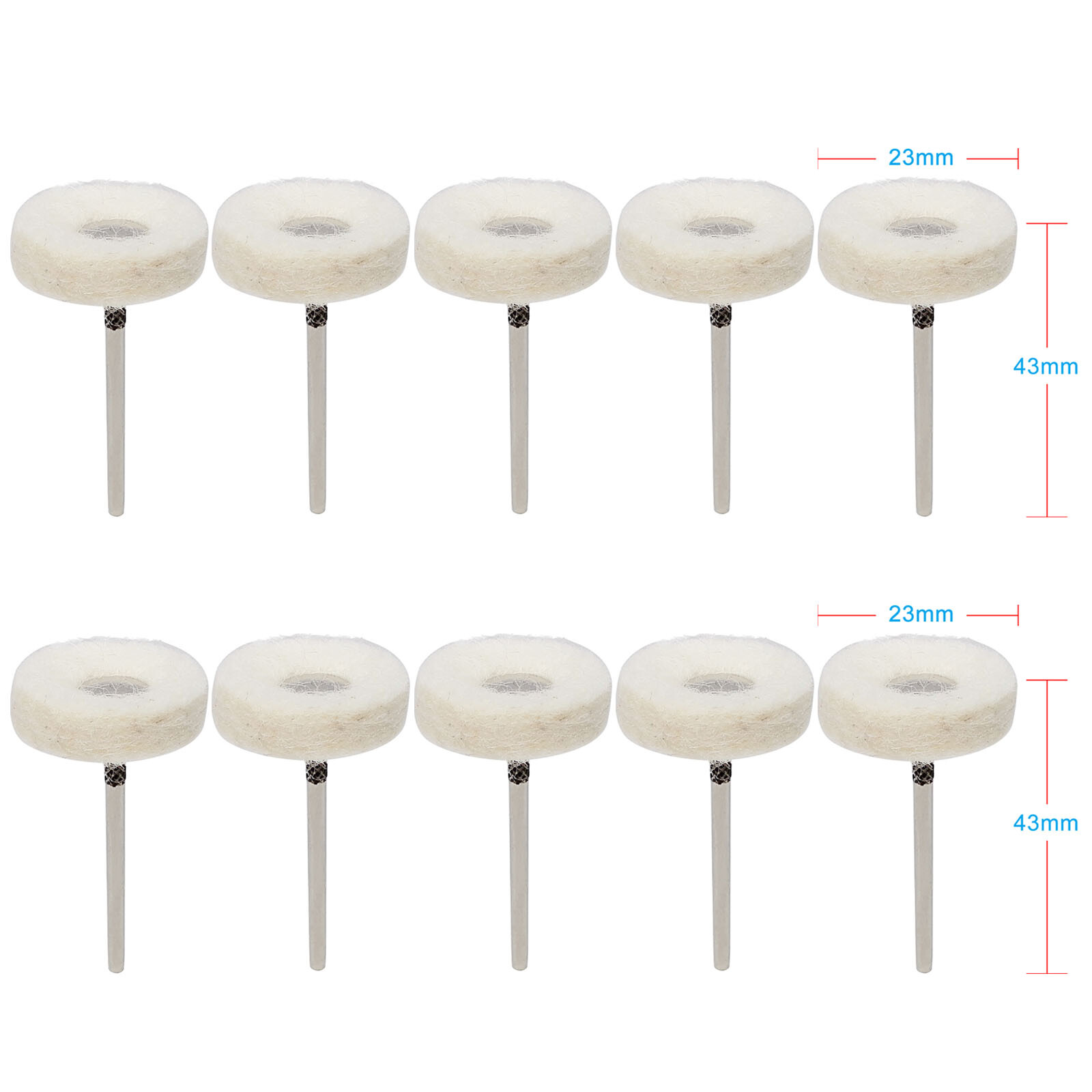 10 Pcs Dental Polishing Buffing Wool Felt Wheel Brushes For Rotary Tool 2.35mm