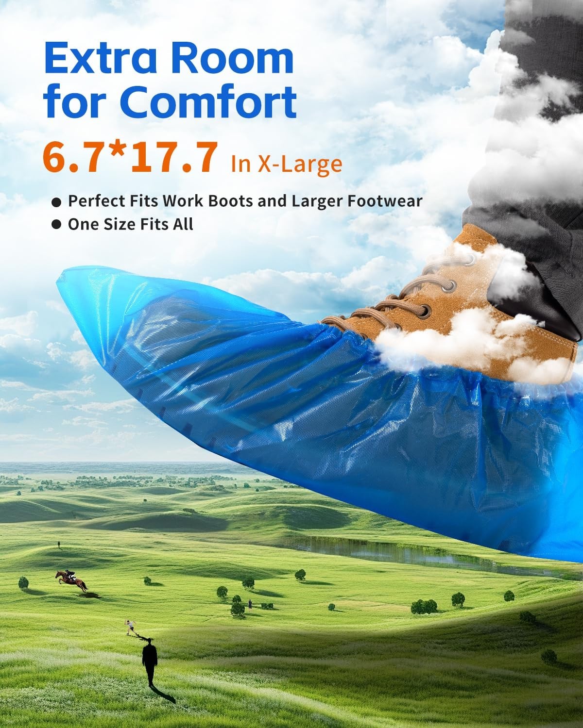 Extra Large Heavy Duty Disposable Shoe Covers – Waterproof Non-Slip Booties, 100