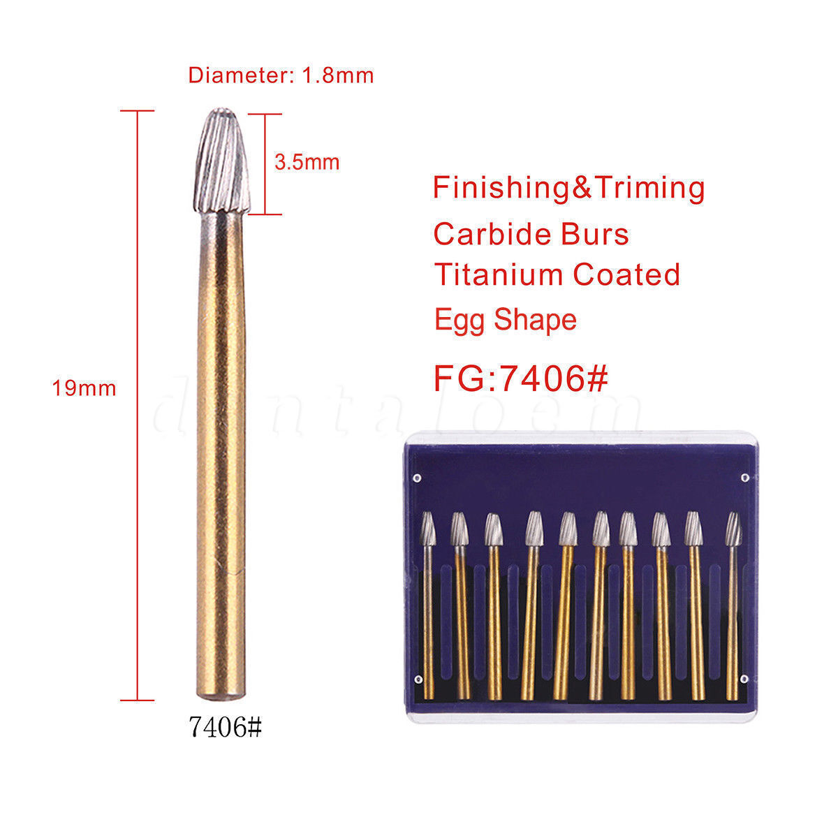 Dental Tungsten Carbide Bur FG7406 For High Speed Handpiece Trimming & Finishing