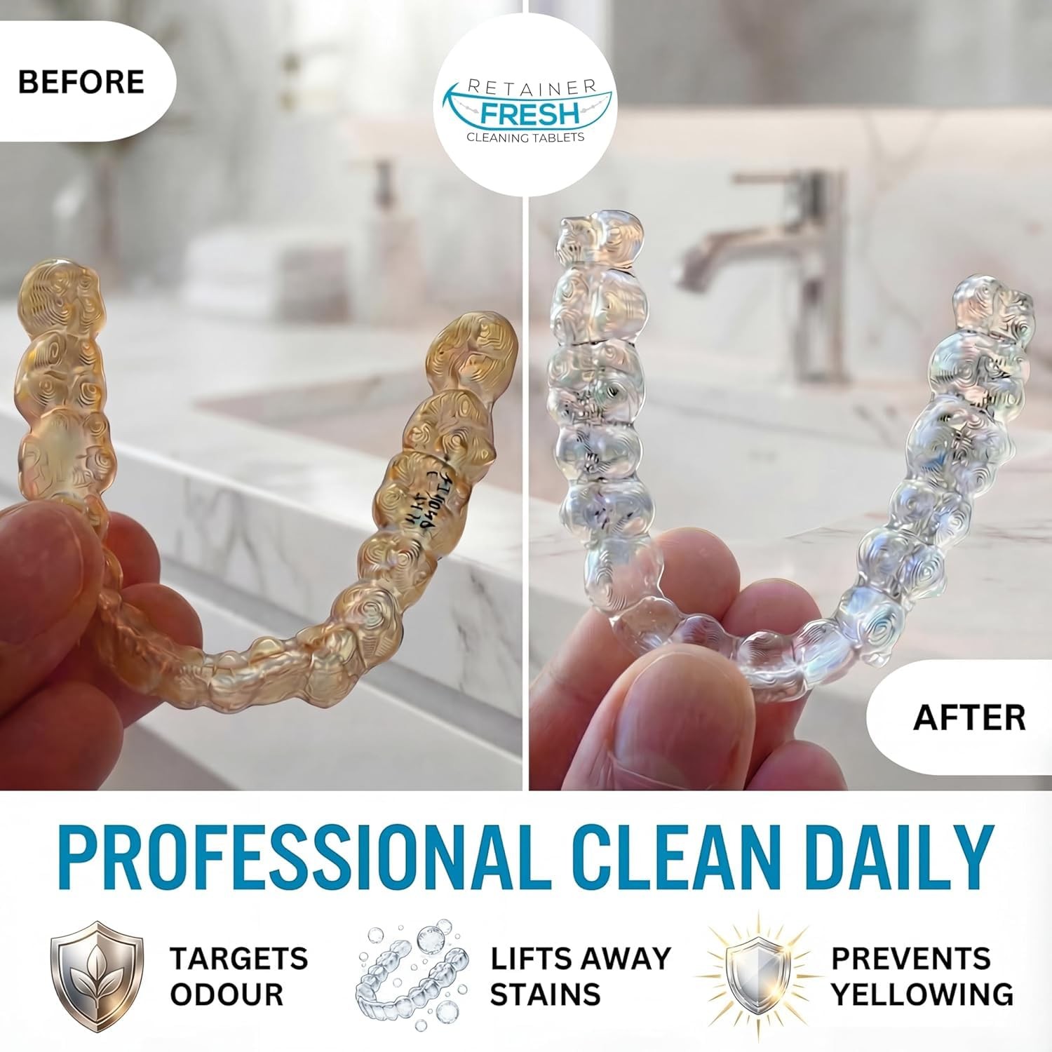 Retainer Cleaner Tablets 120 Tablets Mint Flavor – Freshens Dentures & Mouth