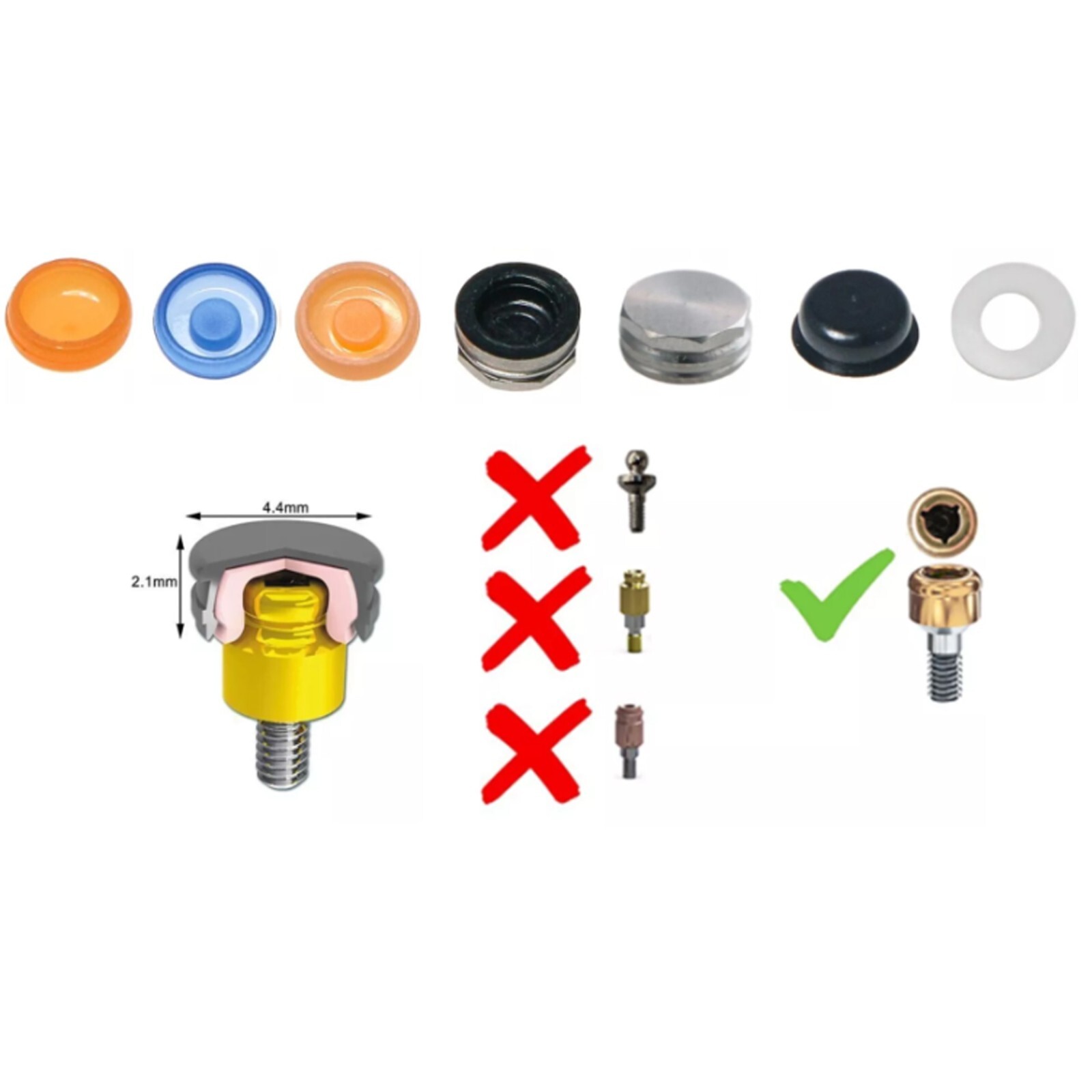 Hiossen ET Locator Overdenture Abutment Male Cap fit Osstem Mini/Regular Dio 3.7