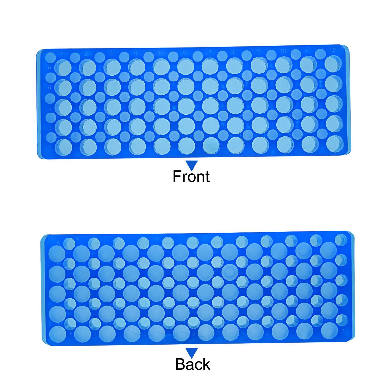 60-Well Double Panel Plastic Centrifuge Tube Rack 11mm/7.5mm Hole with Lid Blue