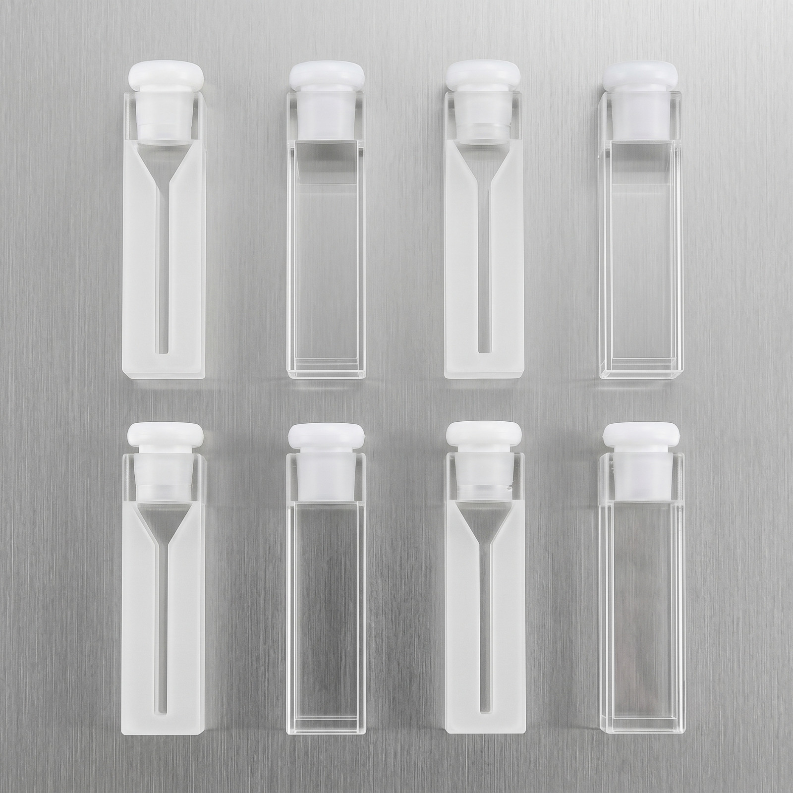 8pcs Micro Fluorescence Quartz Cell Cuvette 10mm Path 0.7mL , 2mm, PTFE Stopper