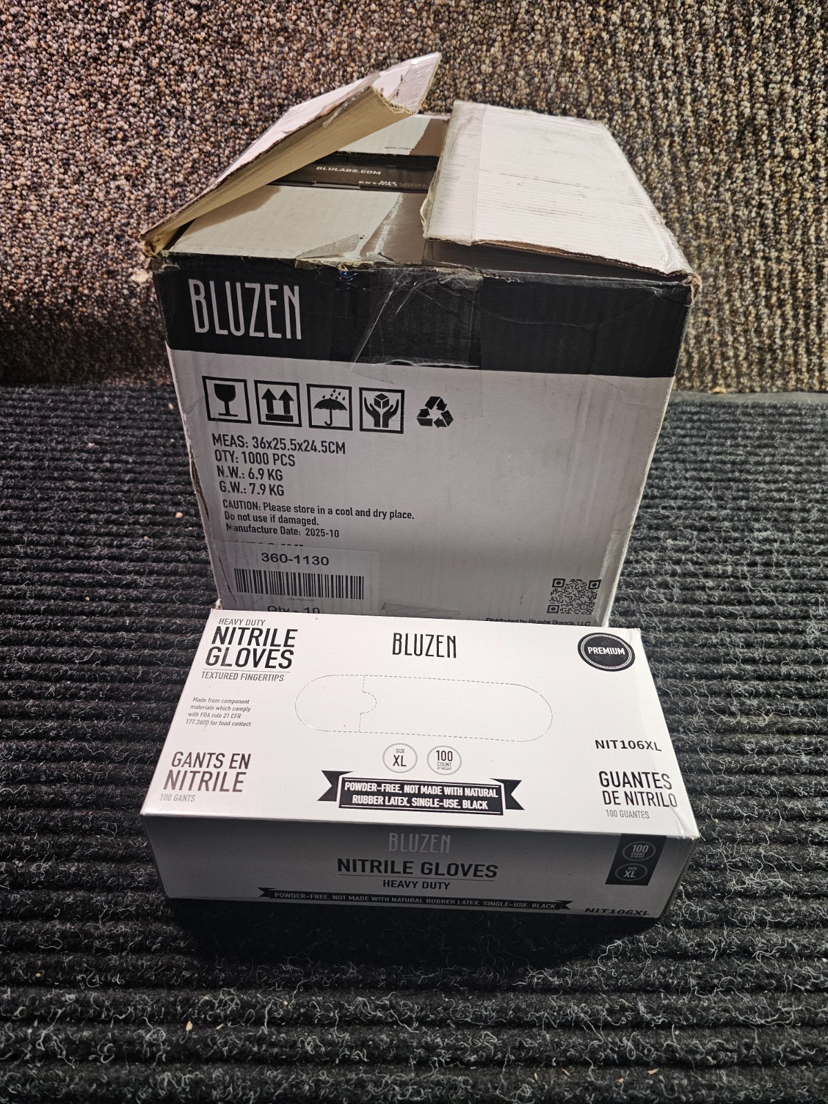 (QTY 1000) Bluzen NT106XL Disposable Nitrile Gloves XLarge Food/Medical Grade