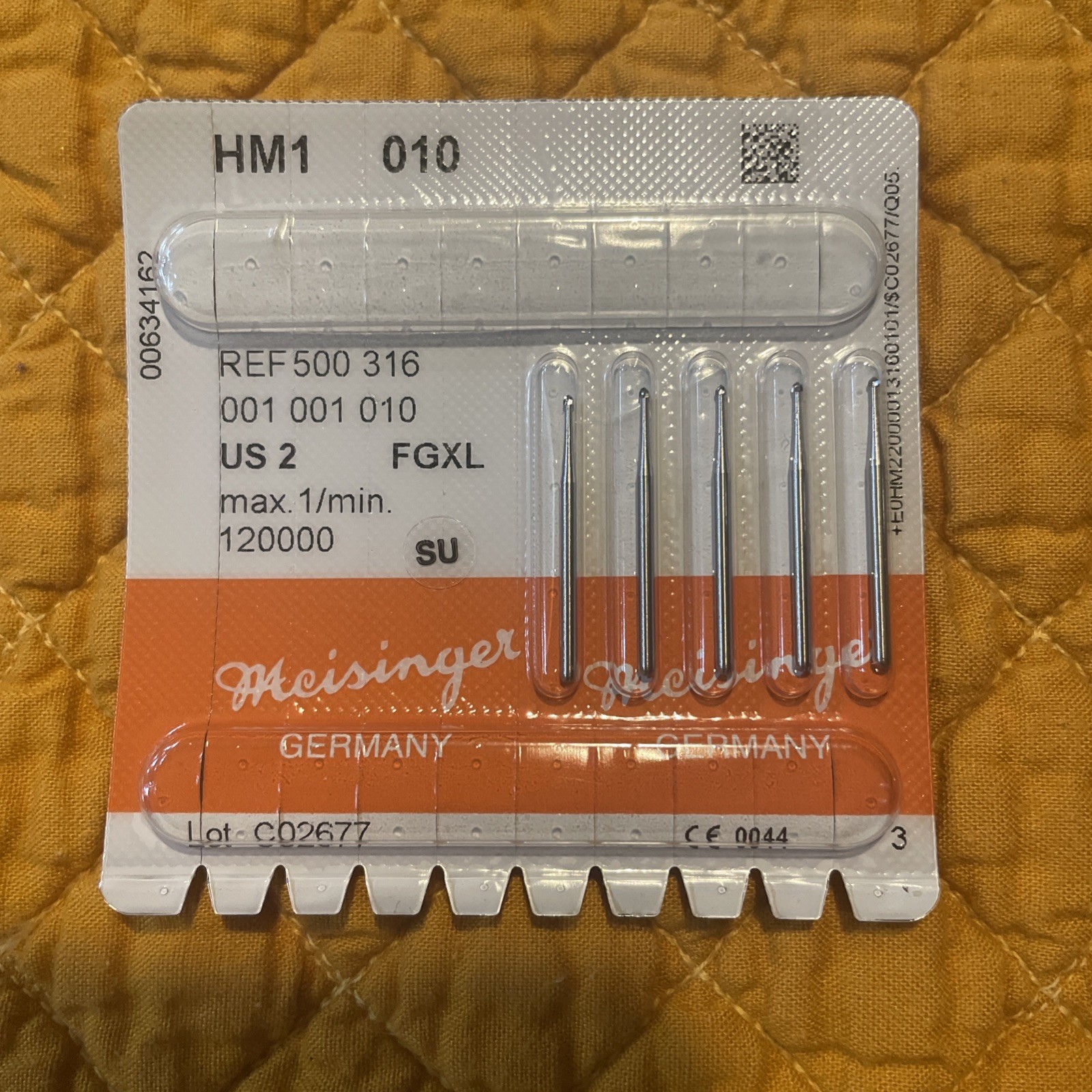 NEW Meisinger HM1-010-FGXL LONG Operative Round #2 1mm Carbide Bur 5 in Pk