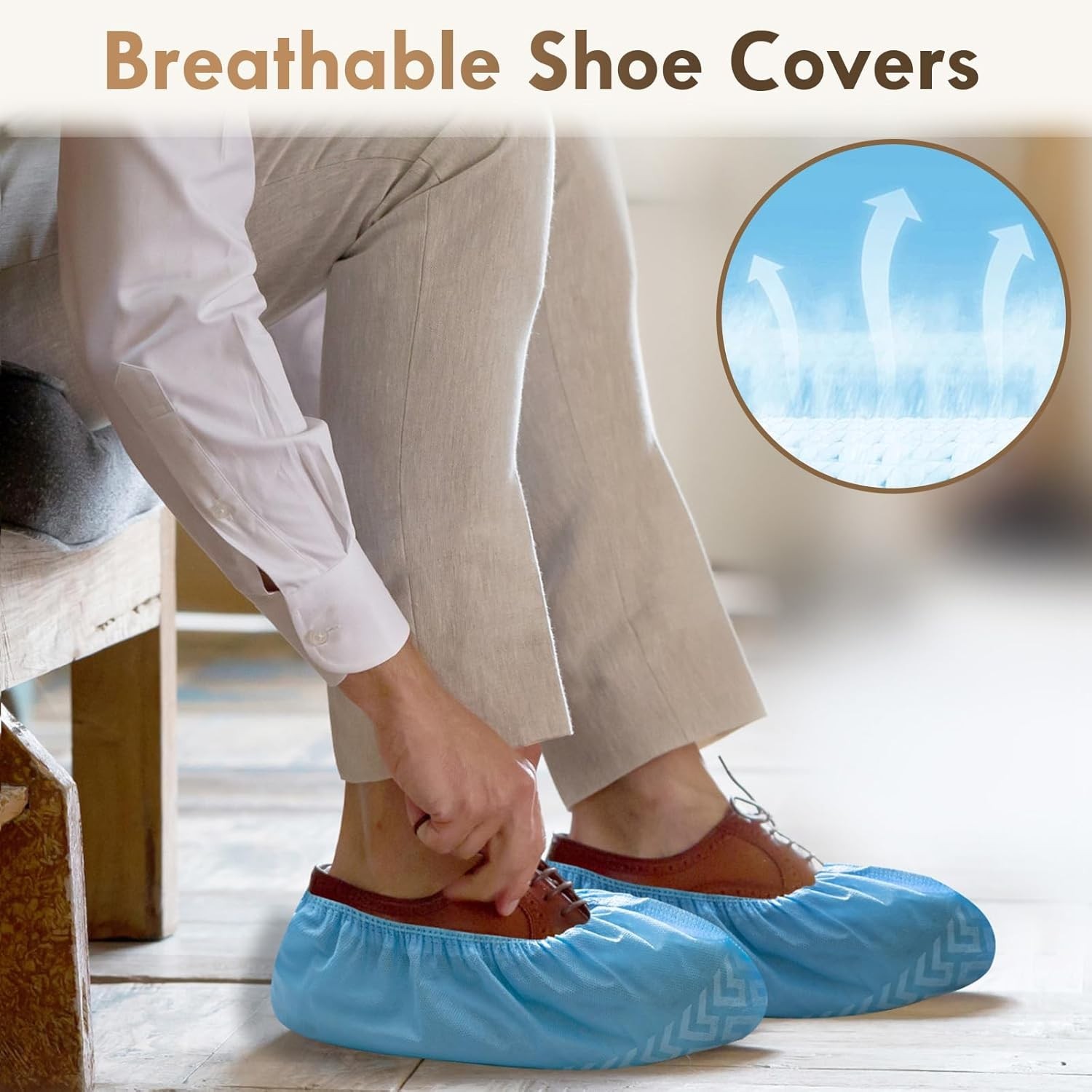 200 Pack Recyclable Disposable Shoe Covers in Blue, Durable and Breathable