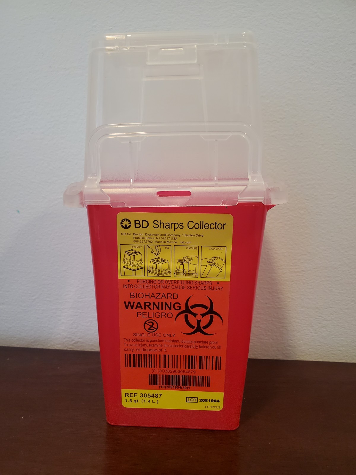 BD Home Sharps Containers With Lids 1.5qt one use, QTY