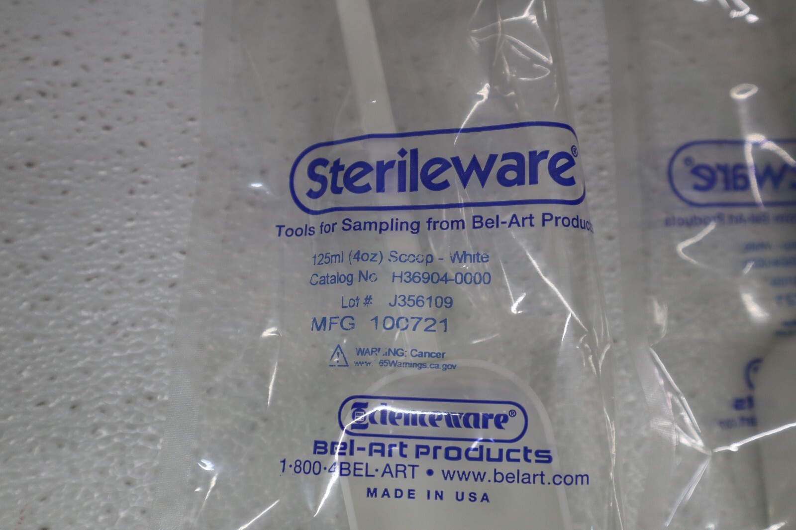 SP Bel-Art Sterileware Sterile Sampling Scoop; 125ml (4oz), White, Plastic, 100p