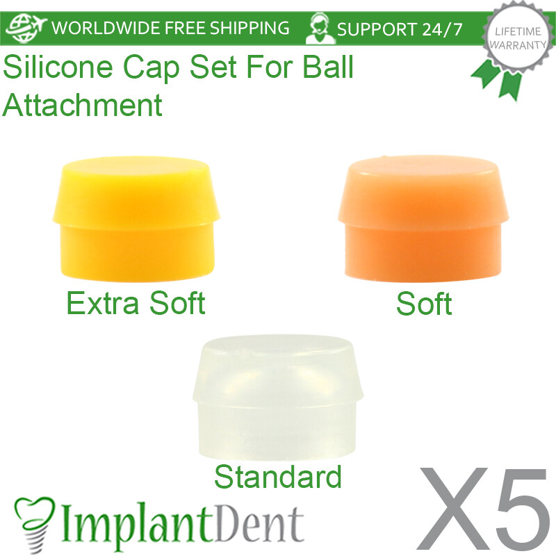 5x Silicone Cap Set Insert For Ball Attachment Dental Prosthetics Accessories