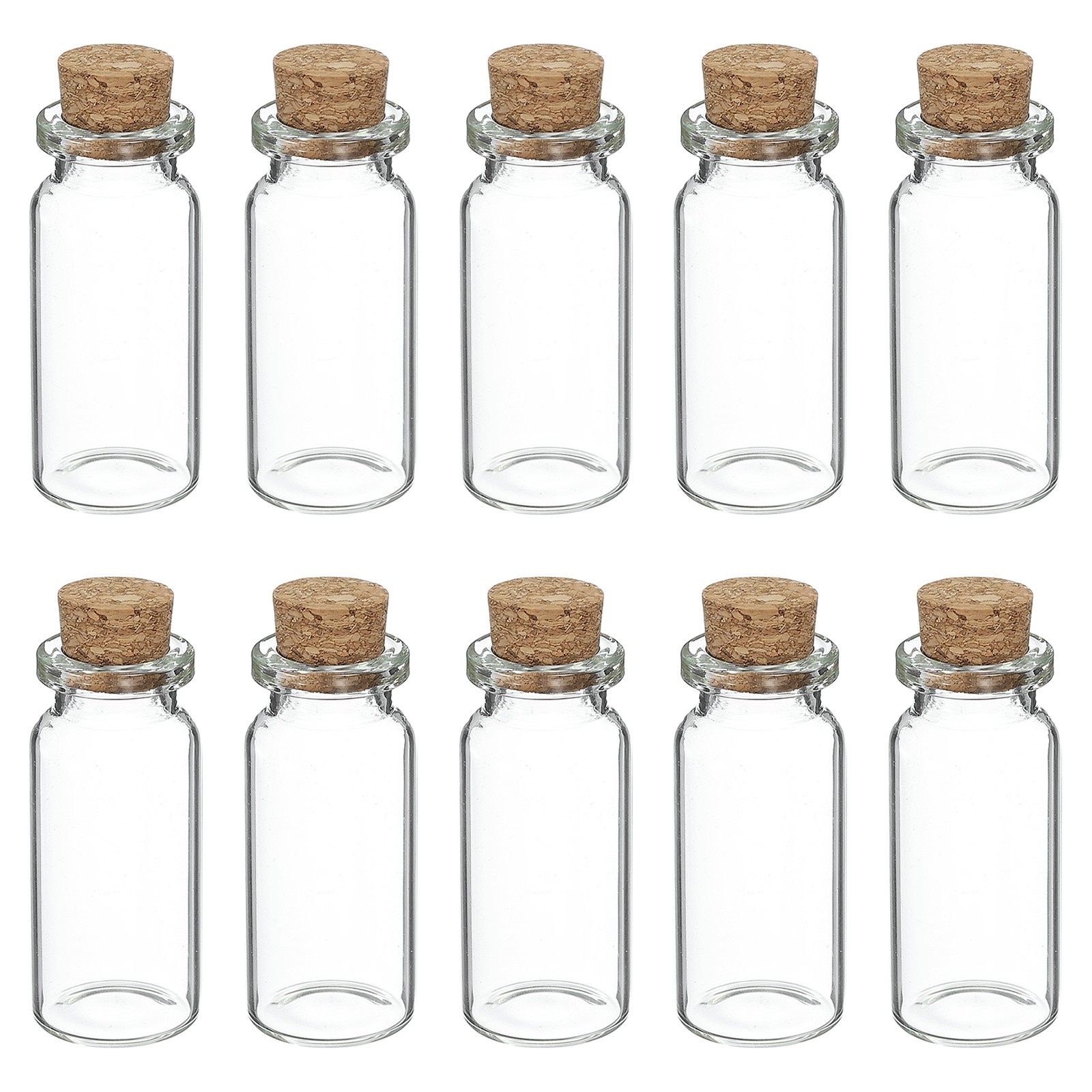10Pcs Mini Glass Bottles with Cork Stoppers 10ml Small Clear Glass Jars