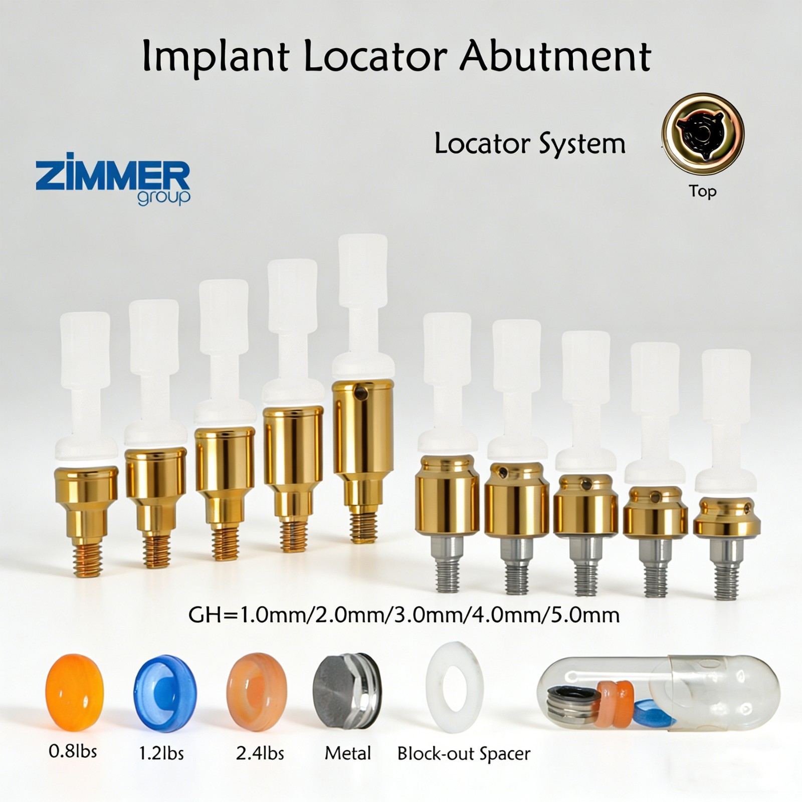 Zimmer Screw-Vent 3.5/4.5mm Locator Abutment Dental Implant Abutment & Male Caps