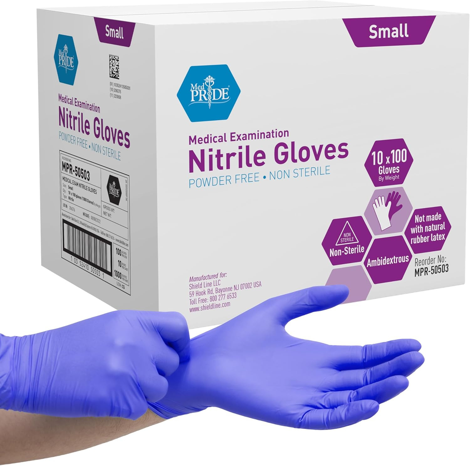 Medpride Powder-Free Nitrile Exam Gloves, X-Large (Pack of 100)