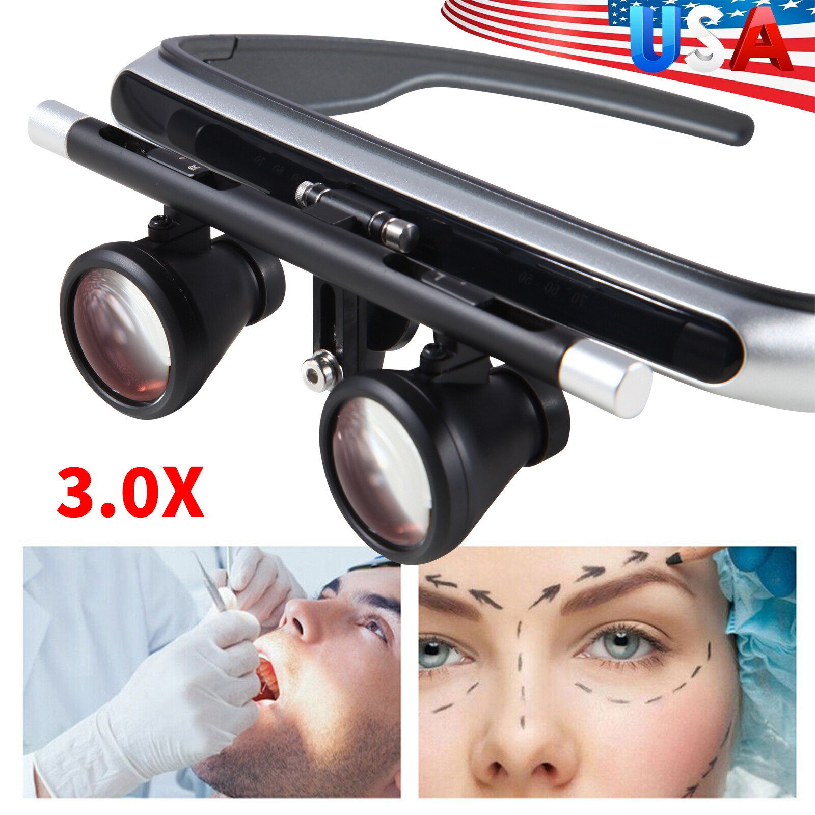 3.0X Magnification Binocular Dental Loupe Optical Magnifiers Magnifying