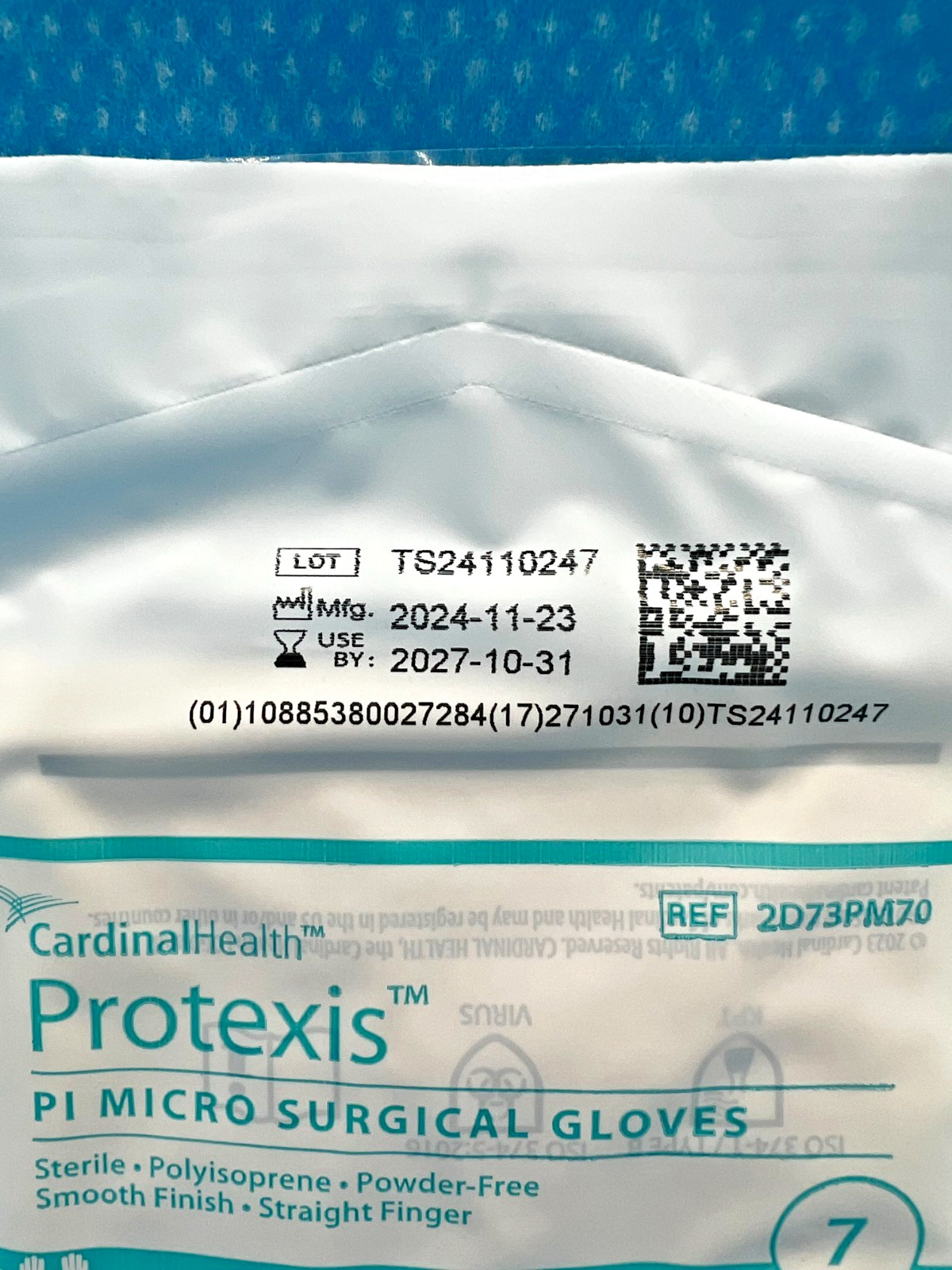 *50-Pairs* Cardinal Health Protexis PI Micro Surgical Size-7 Gloves 2D73PM70
