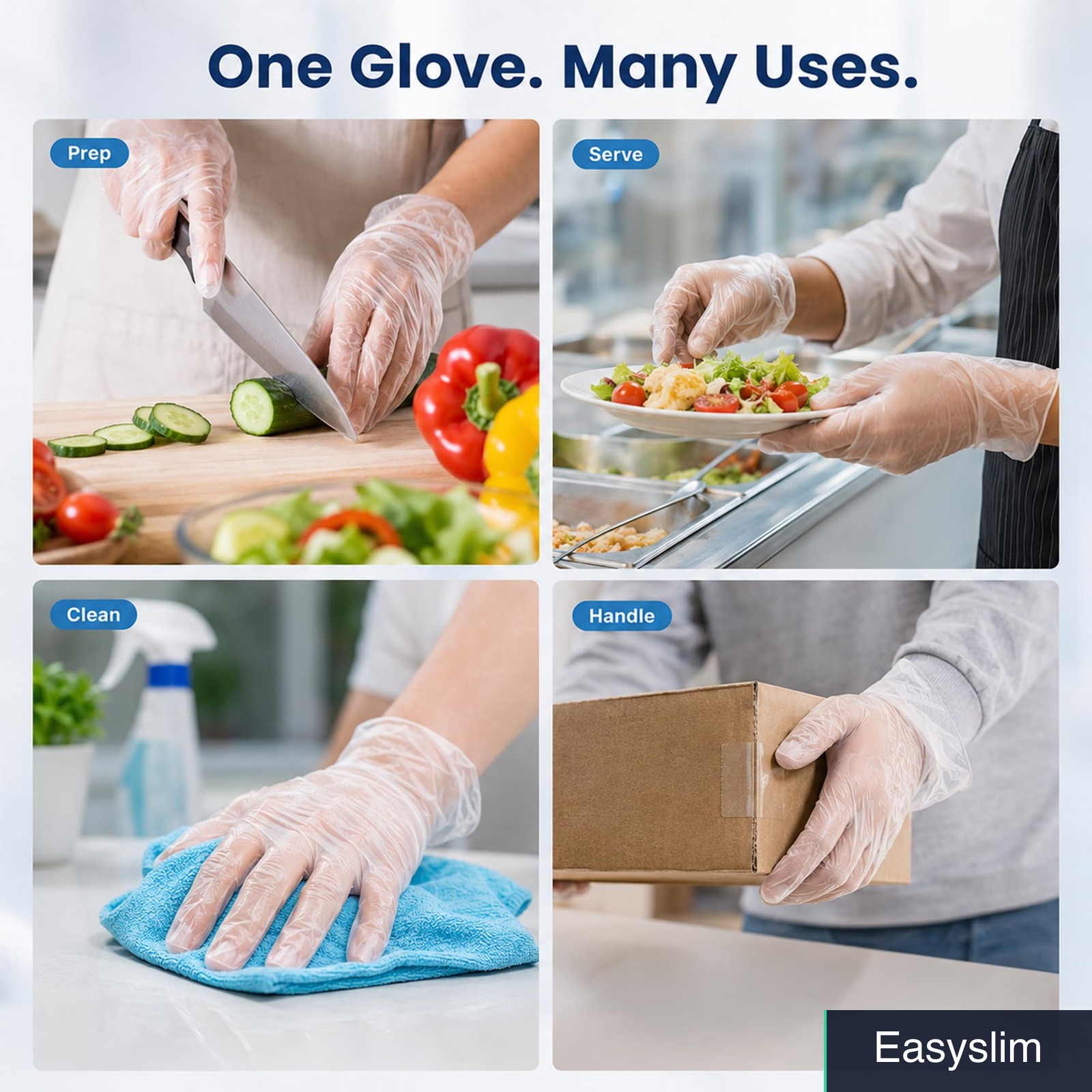 Disposable Vinyl Gloves X-Large Clear Powder-Free Latex-Free 100-Count