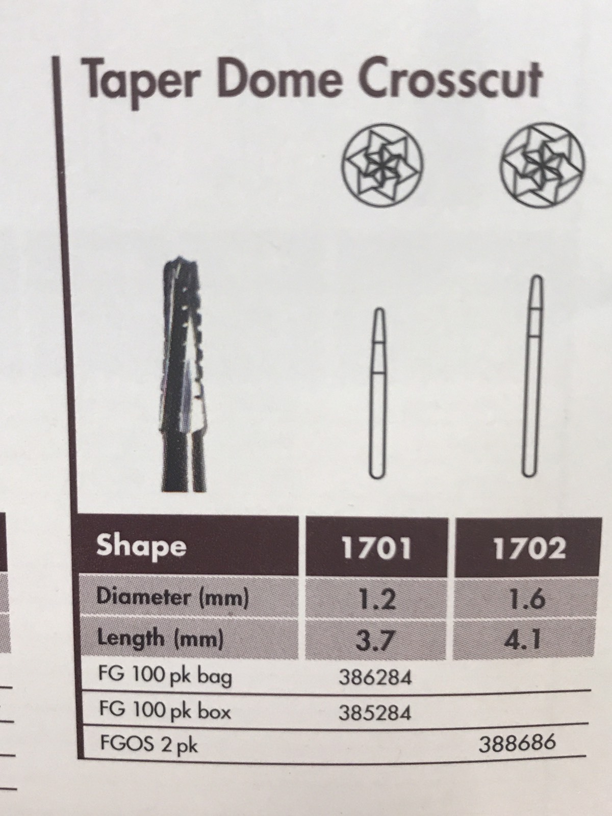FGOS1702 FG Surgical, Made in USA , Pack of 100 (100 Surgical Burs)