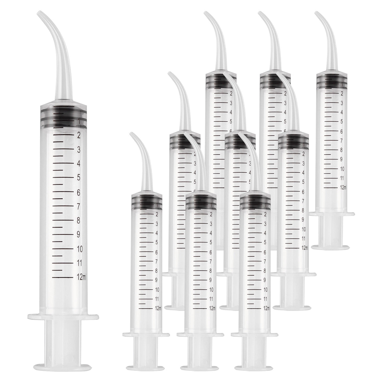 12cc Oral Irrigation Syringes Disposable Plastic Curved Tip 50 Pack