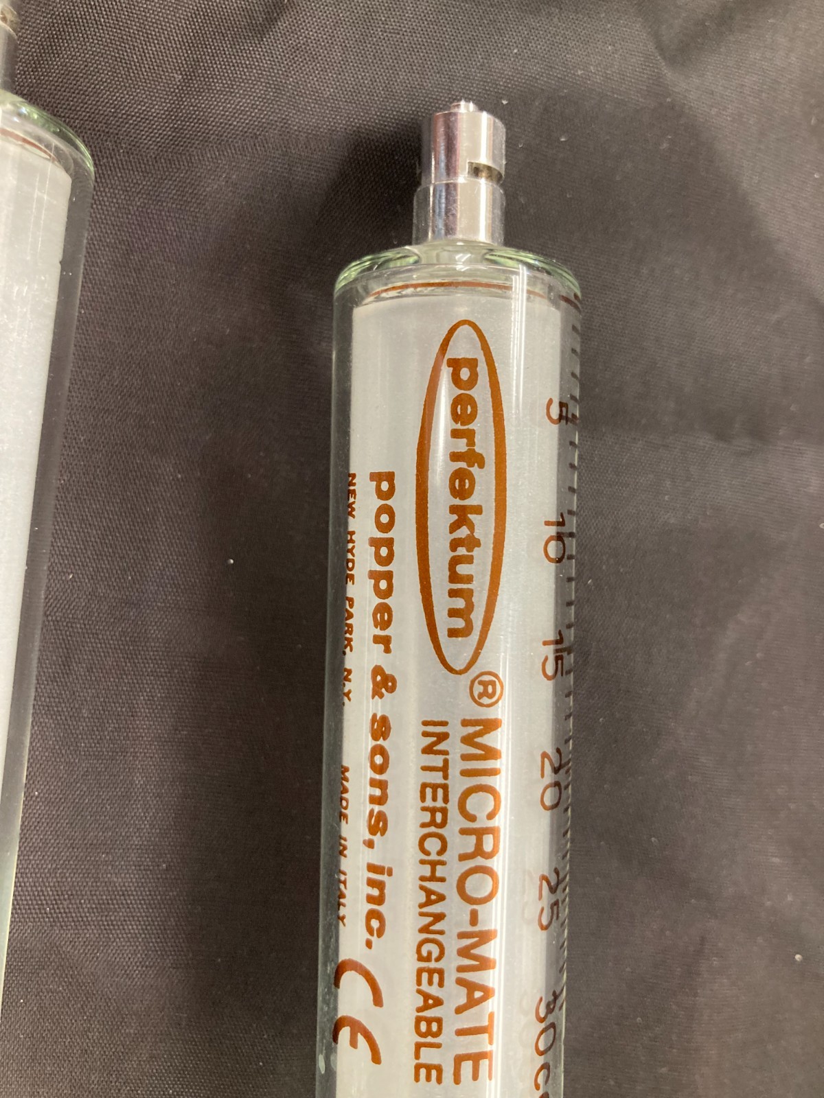2 Popper & Sons 30cc Perfektum Micro-Mate Glass Syringe w/ Luer lock fitting