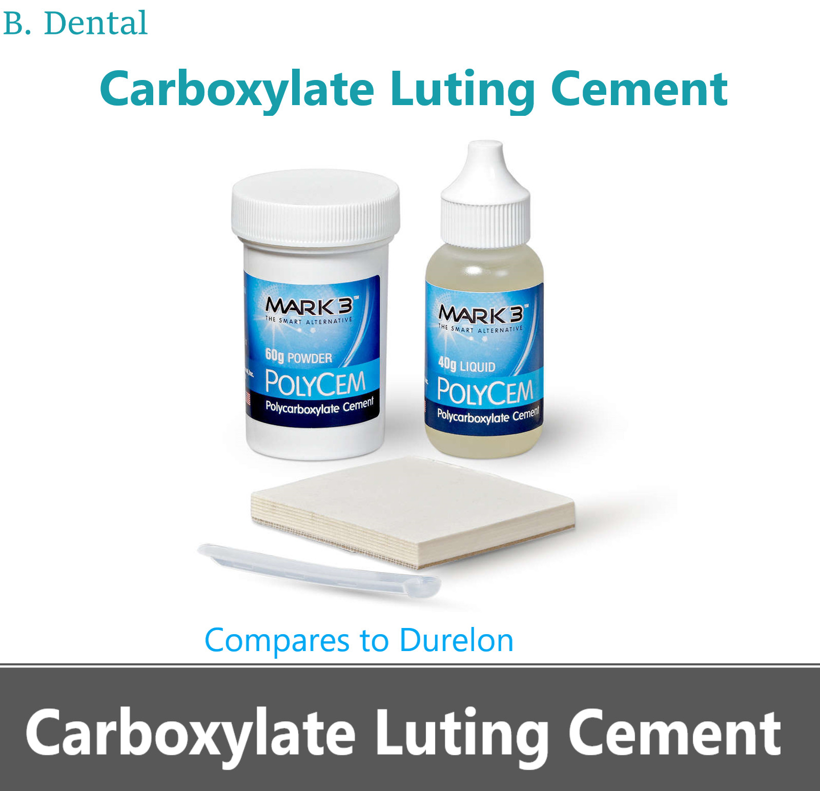 Dental Durelon Type Cement Final cementation crowns and bridges, 60g Powder 40ml
