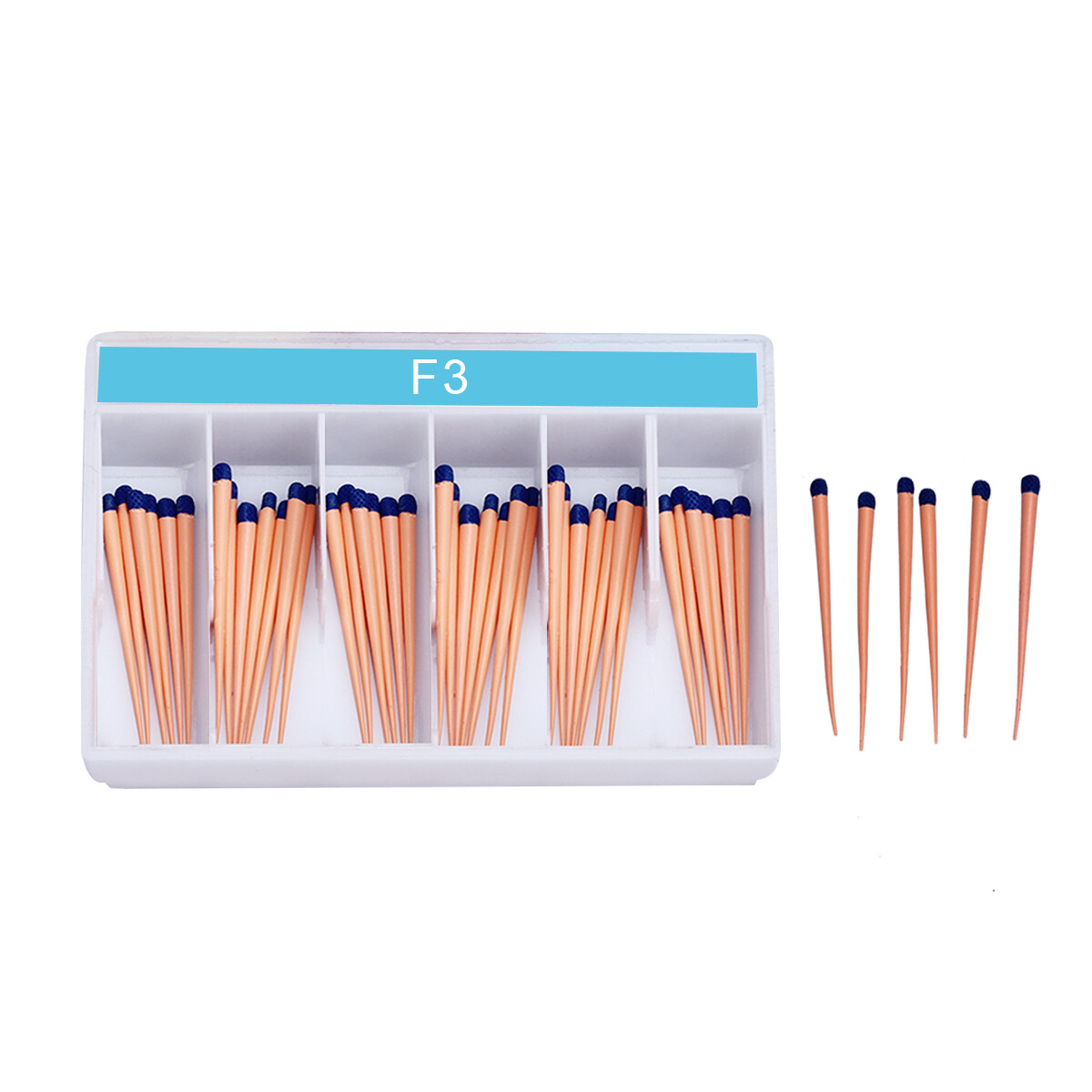 60Pcs/Pack Obturación endodóntica dental Puntos universales de gutapercha F3