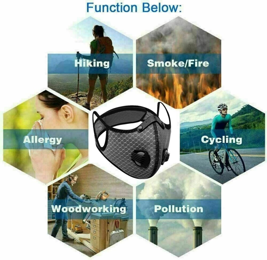 Reusable Half Face Shield Mask Respirator Filters Anti Air Pollution Facepiece