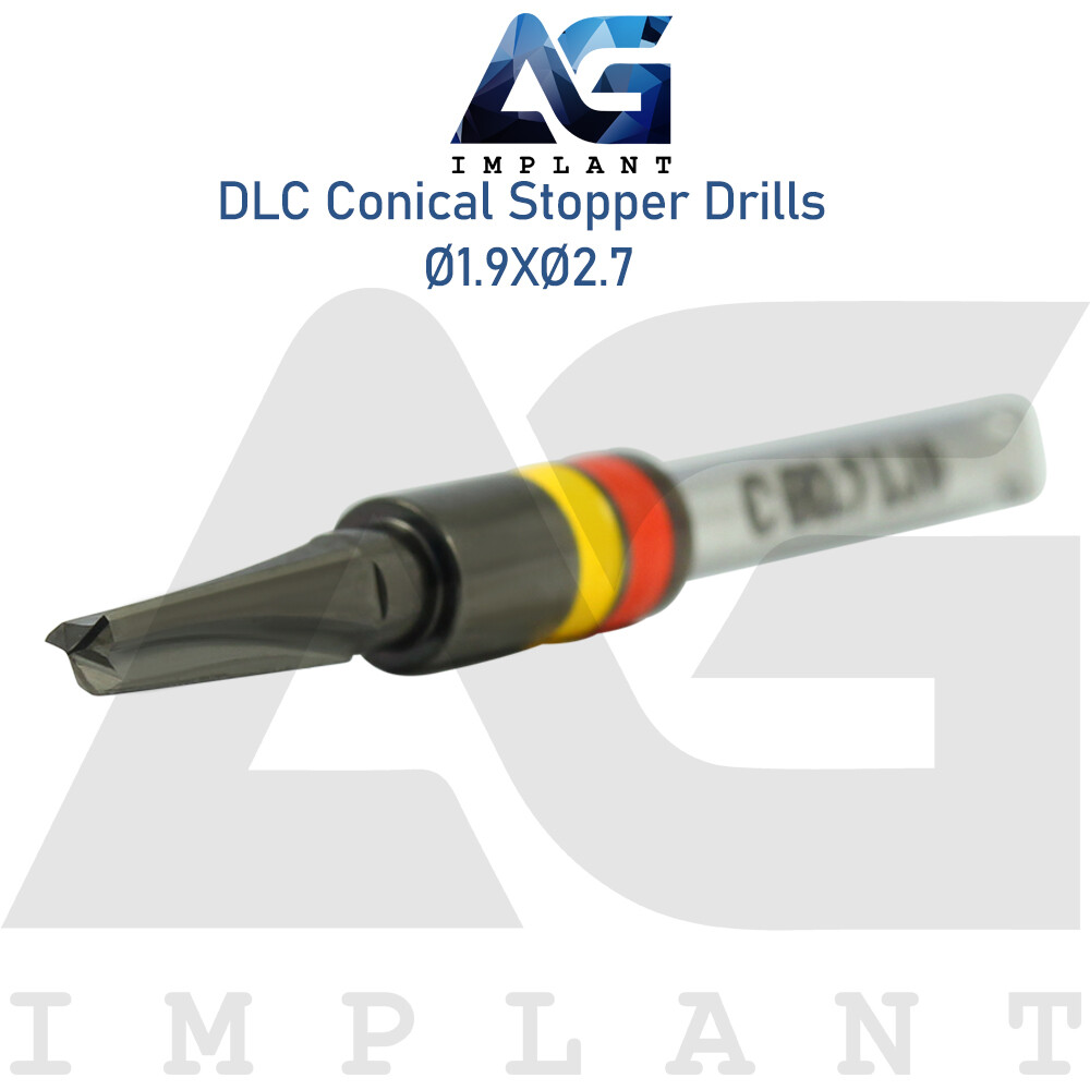 Ø1.9XØ2.7 Integral Stopper DLC Conical Drill External Irrigation Tool Carbon