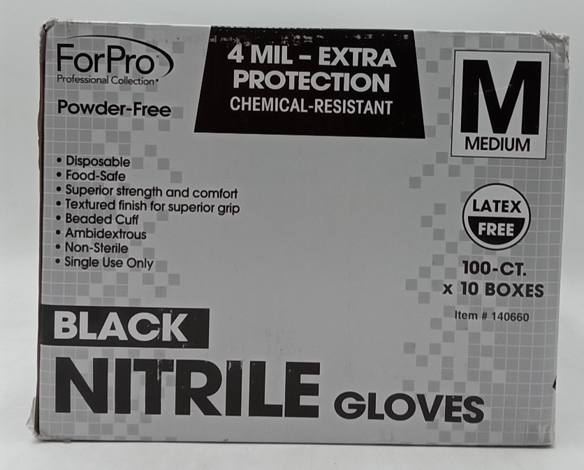 ForPro Professional Disposable Nitrile Gloves Chemical Resistant 100 ct 10 Boxes