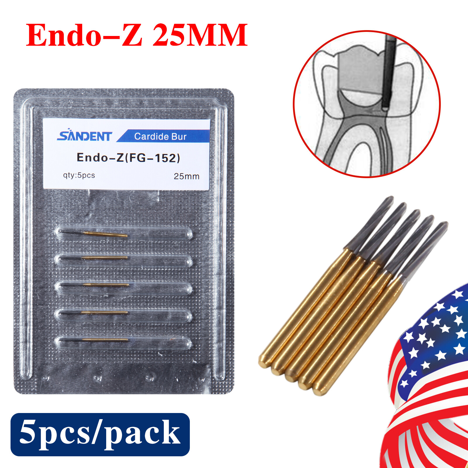1-10Packs Dental Endodontic Tungsten Carbide Burs Set FG Endo-Z 25mm Drill