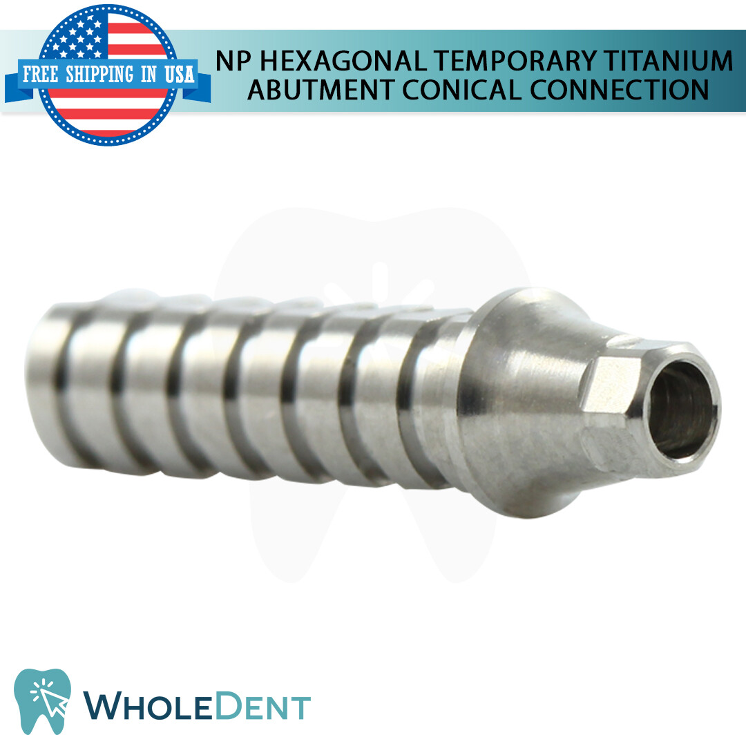 5x NP Conical Connection Hexagonal Temporary Titanium Abutment Dental Ø4.5mm