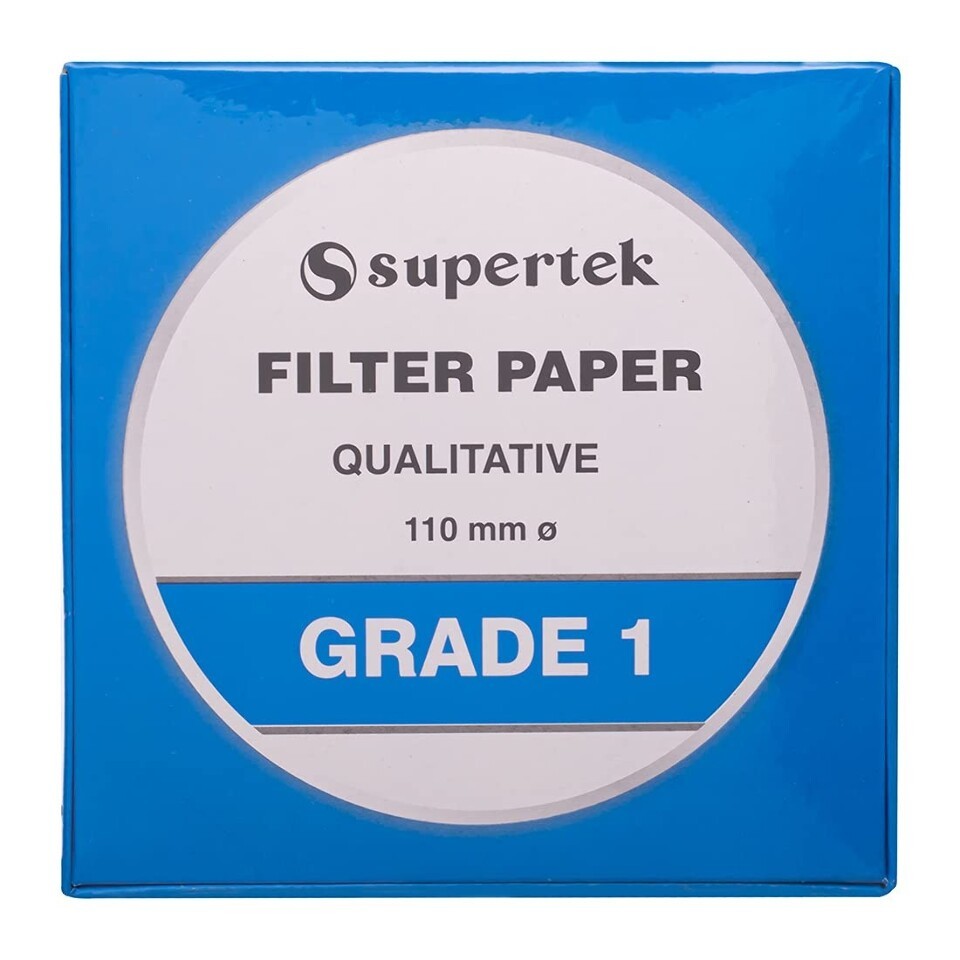 Supertek Grade 1 Qualitative Filter Paper, 110 mm Diameter – New 100 Pk