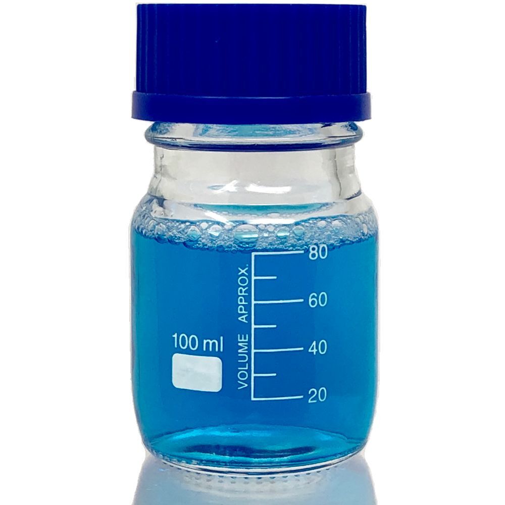 100ml Glass Round Media Storage Bottles with GL45 Screw Cap (Pack of 24)