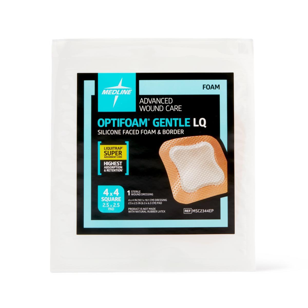 Optifoam Gentle Silicone-Faced Foam Dressing, 4″ x 4″, Each