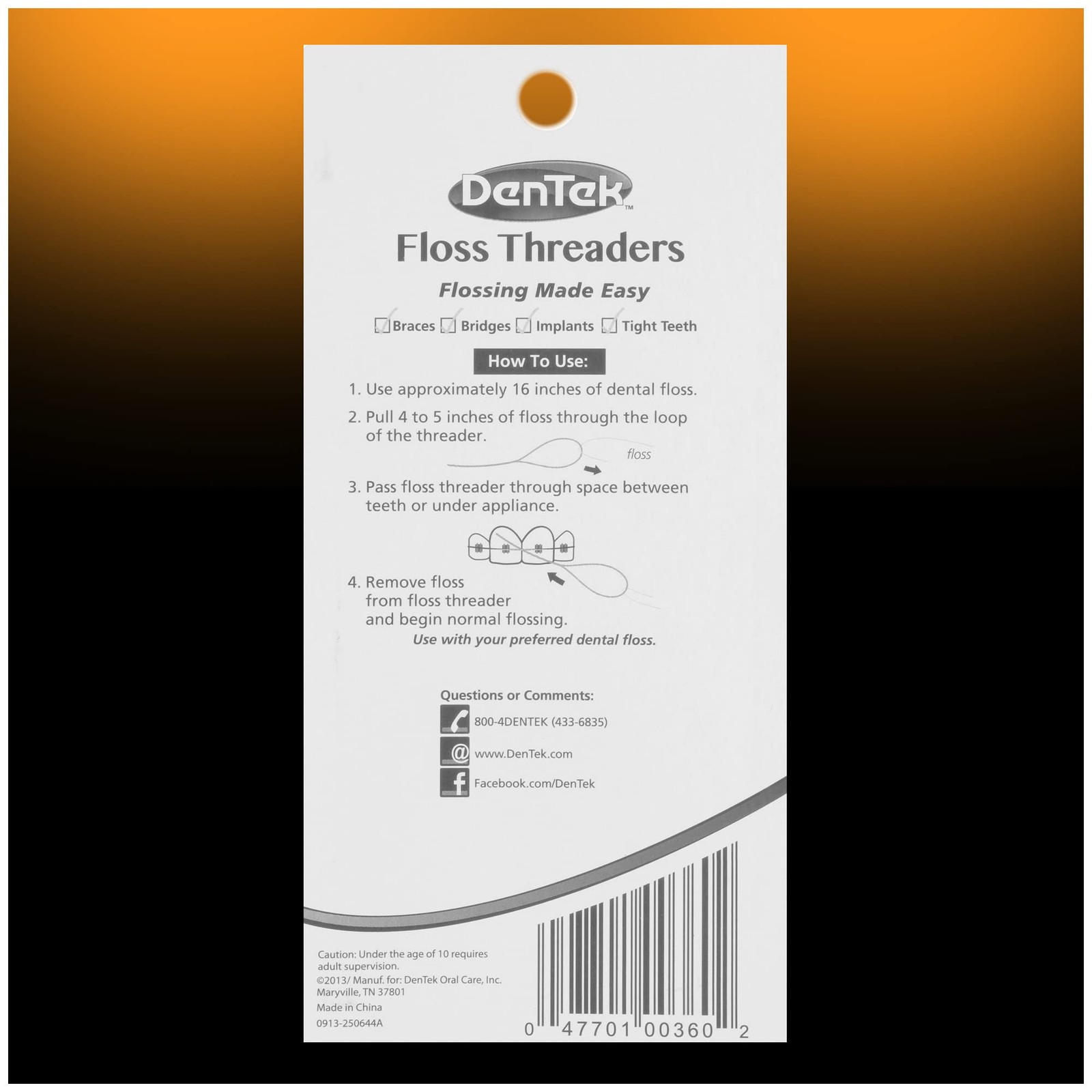 DenTek Floss Threaders for Braces, Bridges & Dental 50 Count (Pack of 1)