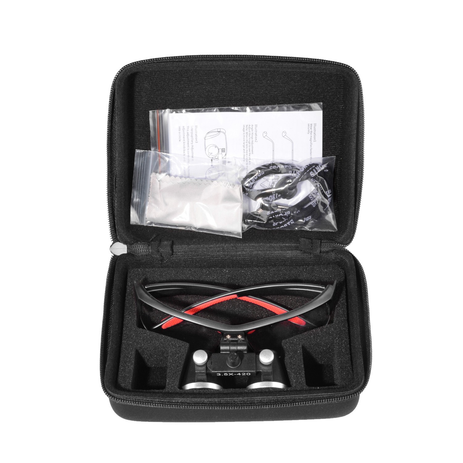 Dental Medical Binocular Loupes 3.5X-420mm Adjustable Magnifer Glasses Black US