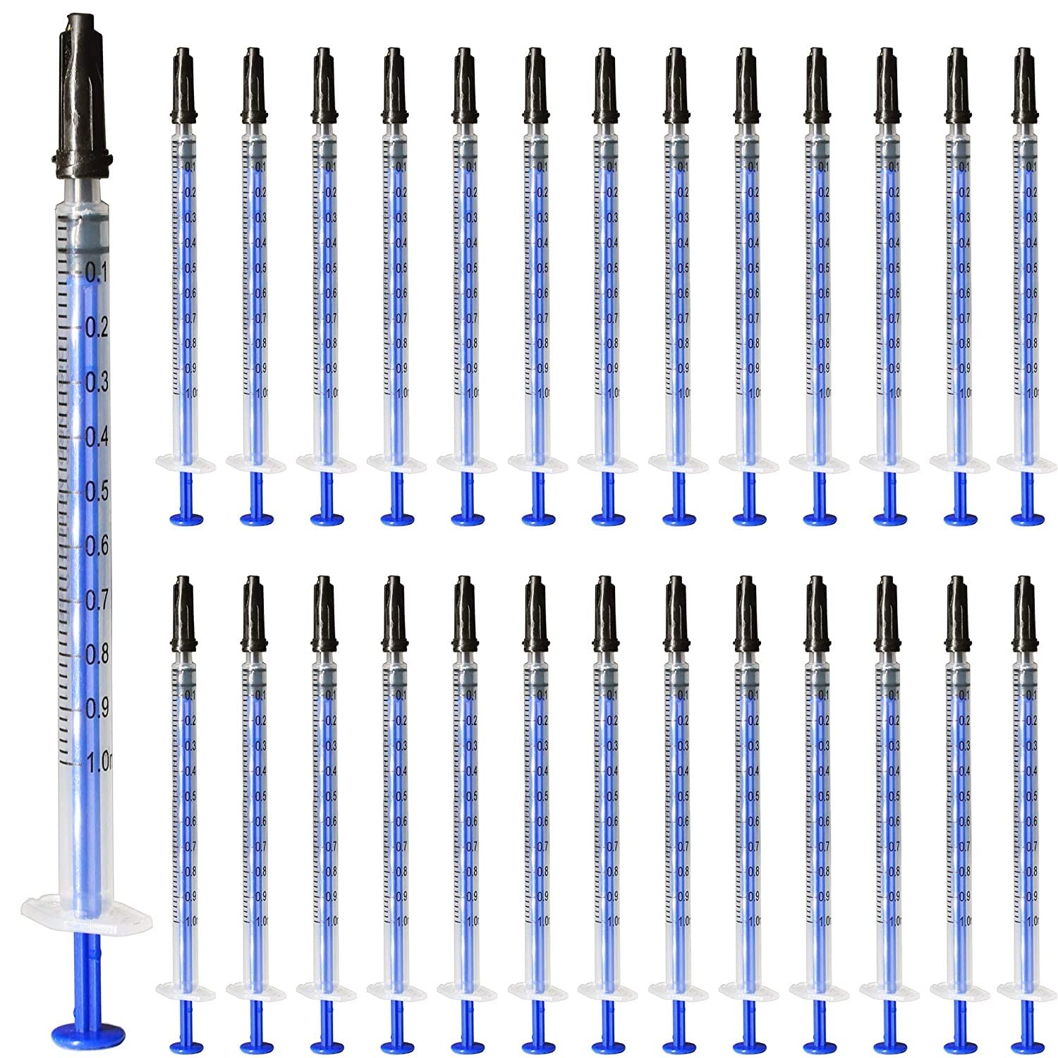 100 Pack Luer Slip Syringe with Cap, 1Milliliter 1cc Syringe No Needle, Non-Ster
