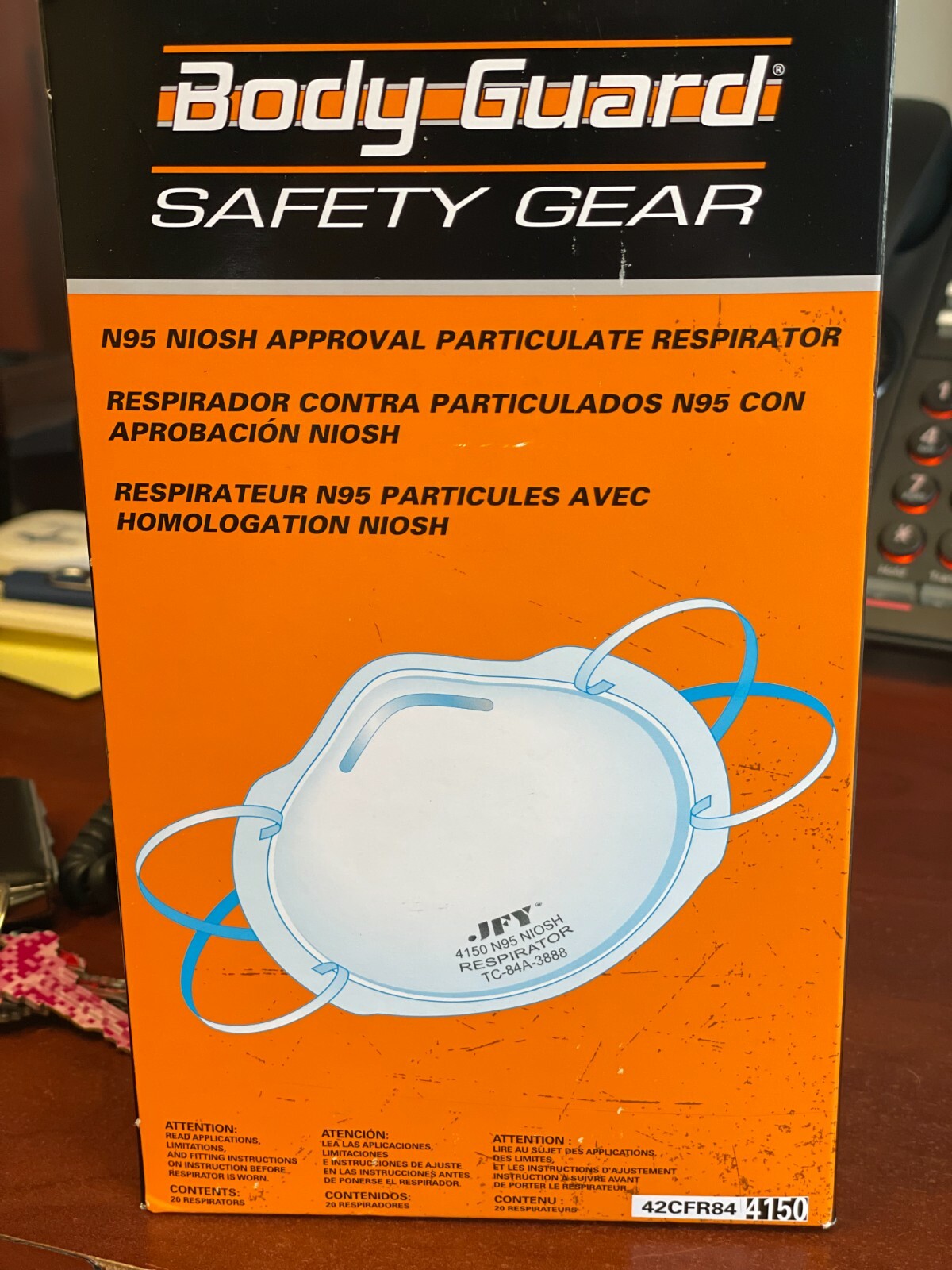 Body Guard N95 20 Count Particulate Respirator Masks Meets NIOSH standard